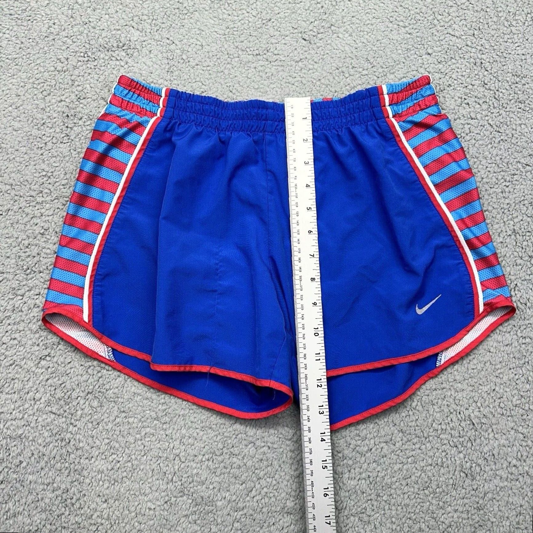 Nike Nike Women's Size Small Dri-Fit Lined Running Shorts Blue / Red Athletic Shorts 446190-419 Size 28" / US 6 / IT 42 - 3 Thumbnail