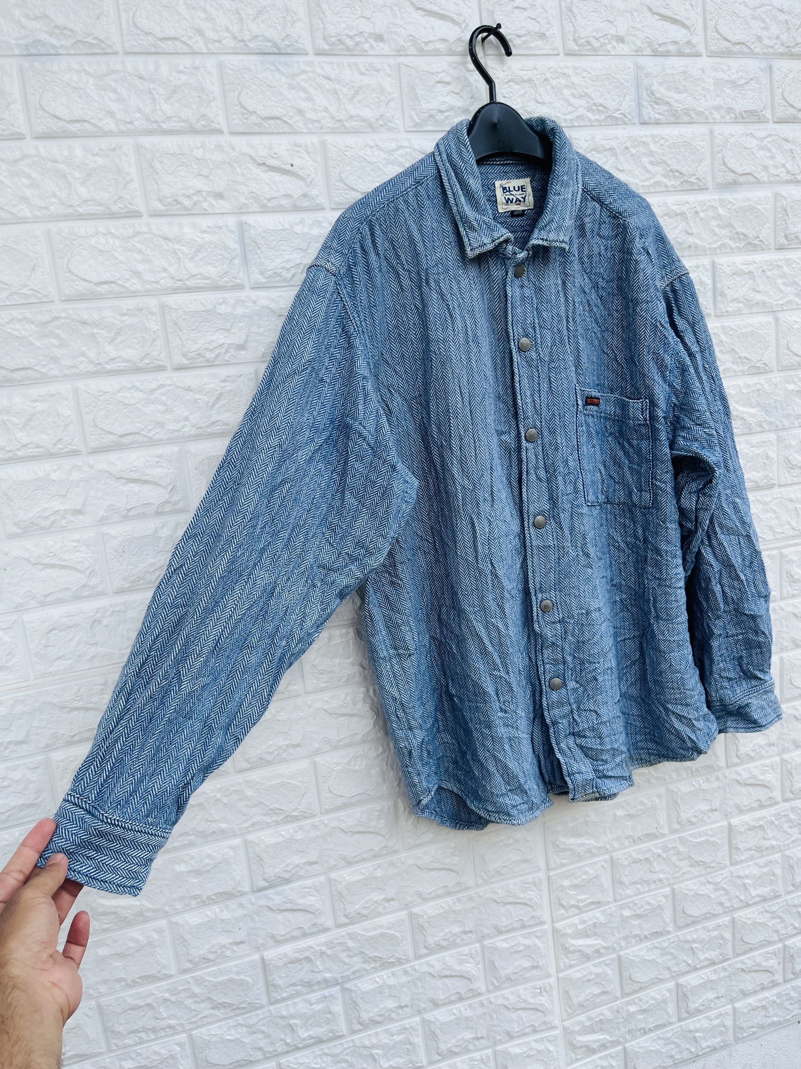 Japanese Brand × Vintage Vintage Blue Way Haringbone Japanese Designer Fashion Style Size US XL / EU 56 / 4 - 4 Thumbnail