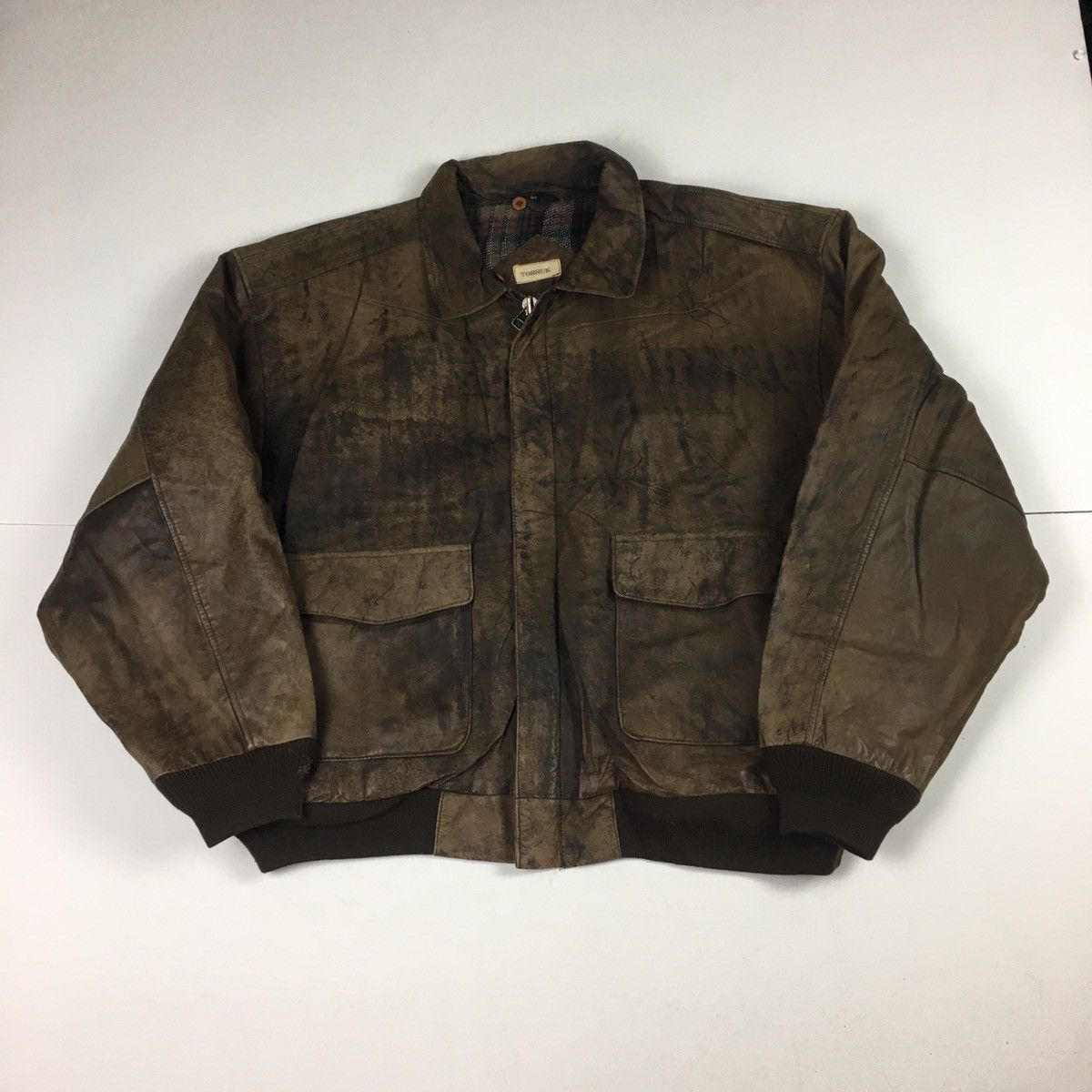 Genuine Leather Vintage Tobruk Distressed Leather Bomber Jacket Size US L / EU 52-54 / 3 - 1 Thumbnail
