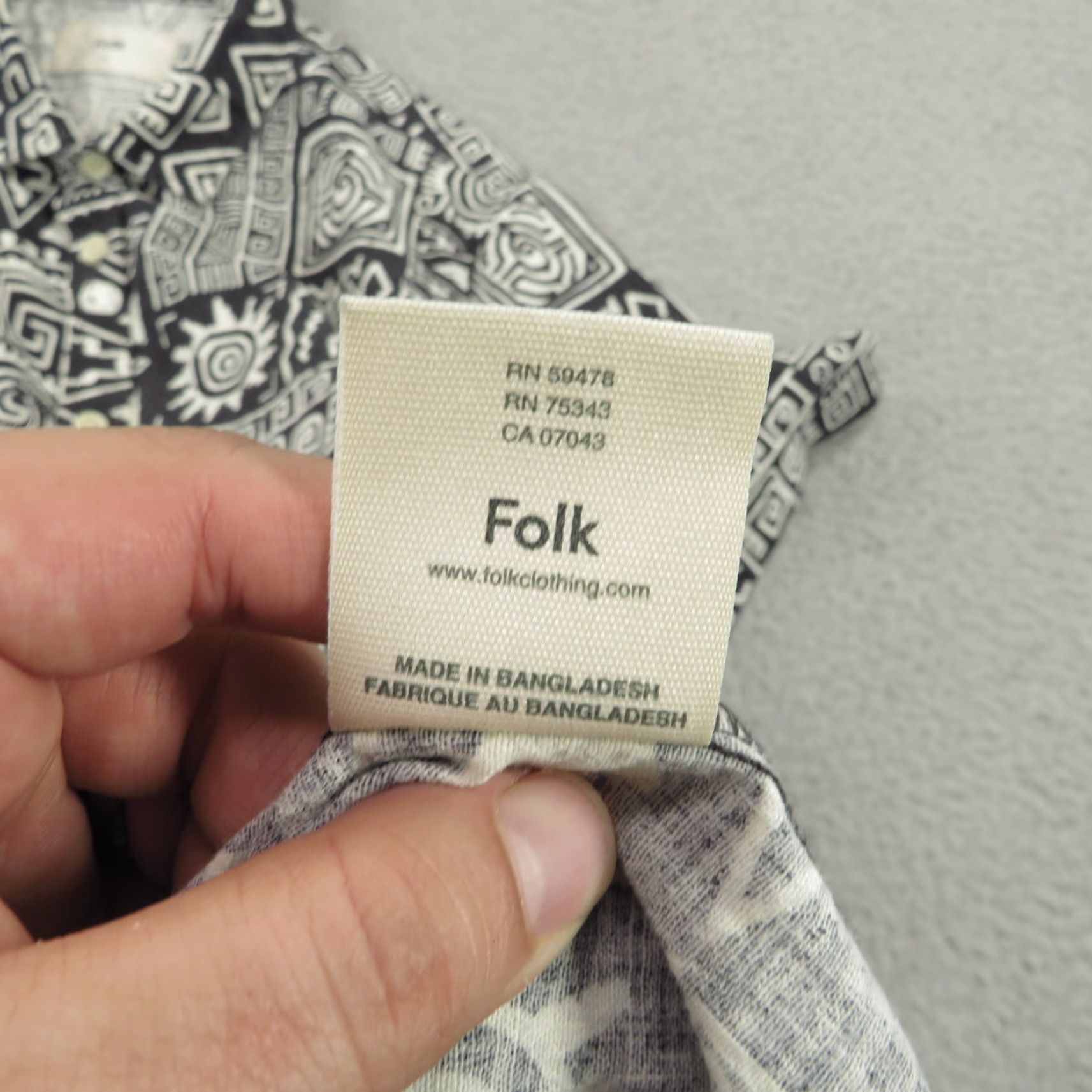 Folk Folk Shirt Mens M Black Linen Blend Inca Aztec Button Up Geometric Short Sleeve Casual Shirt Men Size US M / EU 48-50 / 2 - 7 Thumbnail