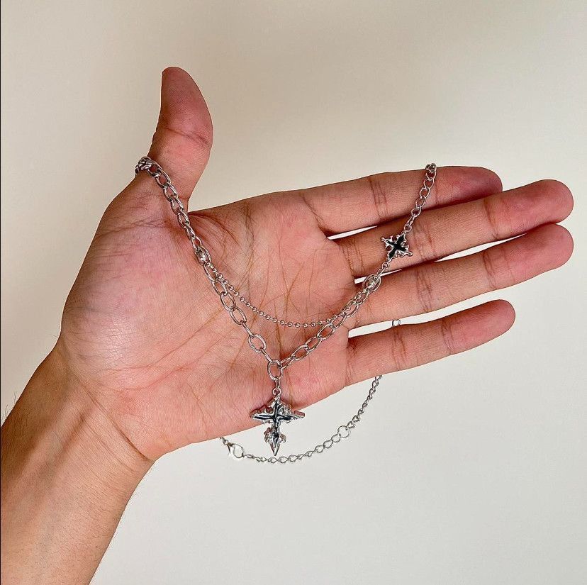 Jewelry 2000s grunge crystal cross pendant necklace Size ONE SIZE - 5 Thumbnail