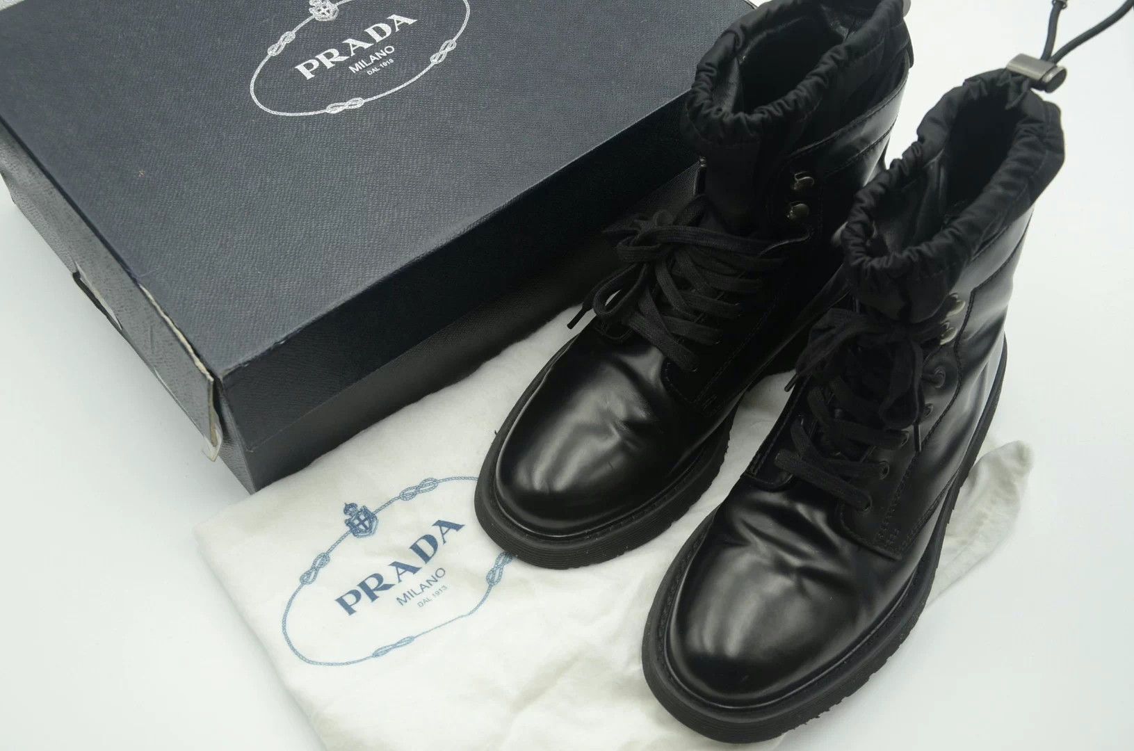 Prada Prada high-top double leather black men's 42 boots Size US 9 / EU 42 - 2 Thumbnail