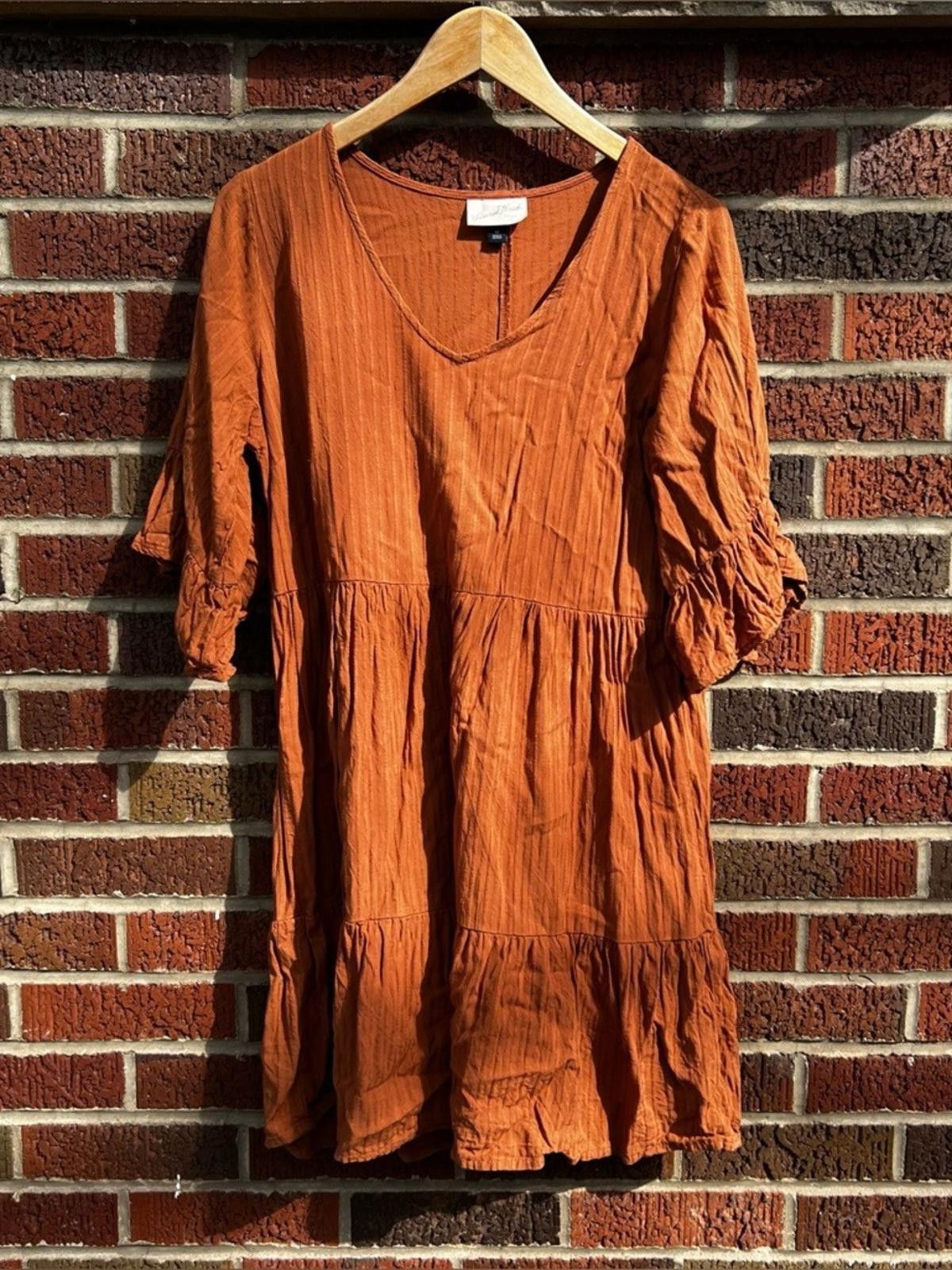 Other Universal Thread Burnt Orange V Neck Mini Dress Size M / US 6-8 / IT 42-44 - 1 Thumbnail