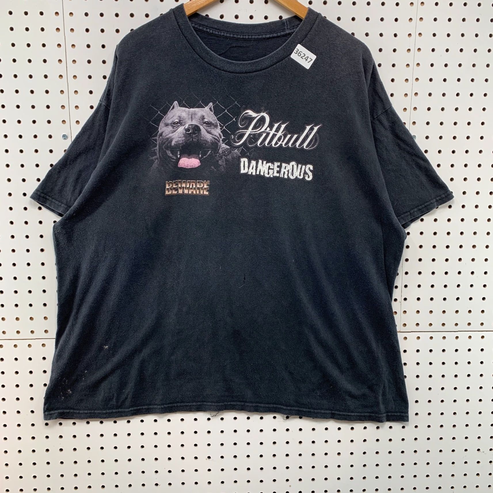 Vintage VINTAGE Beware Dangerous Pitbulls Shirt Mens 2XL Black Rap Tee Graphic 26x28 Shirt Mens 2XL Black Pitbulls War Dogs 90s Mens Size US XXL / EU 58 / 5 - 7 Thumbnail