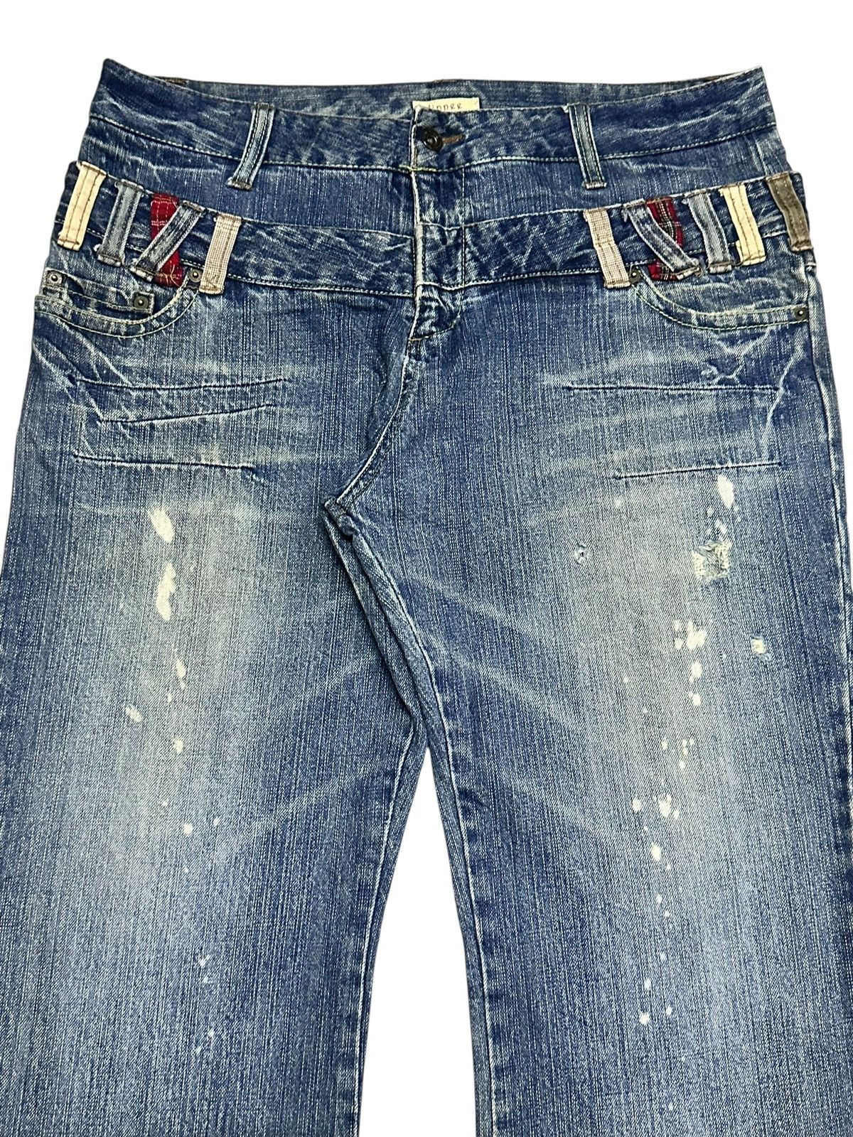 Japanese Brand Jinnee Jeans Double Waist Baggy Loose With Painted & Faded Size US 37 - 4 Thumbnail