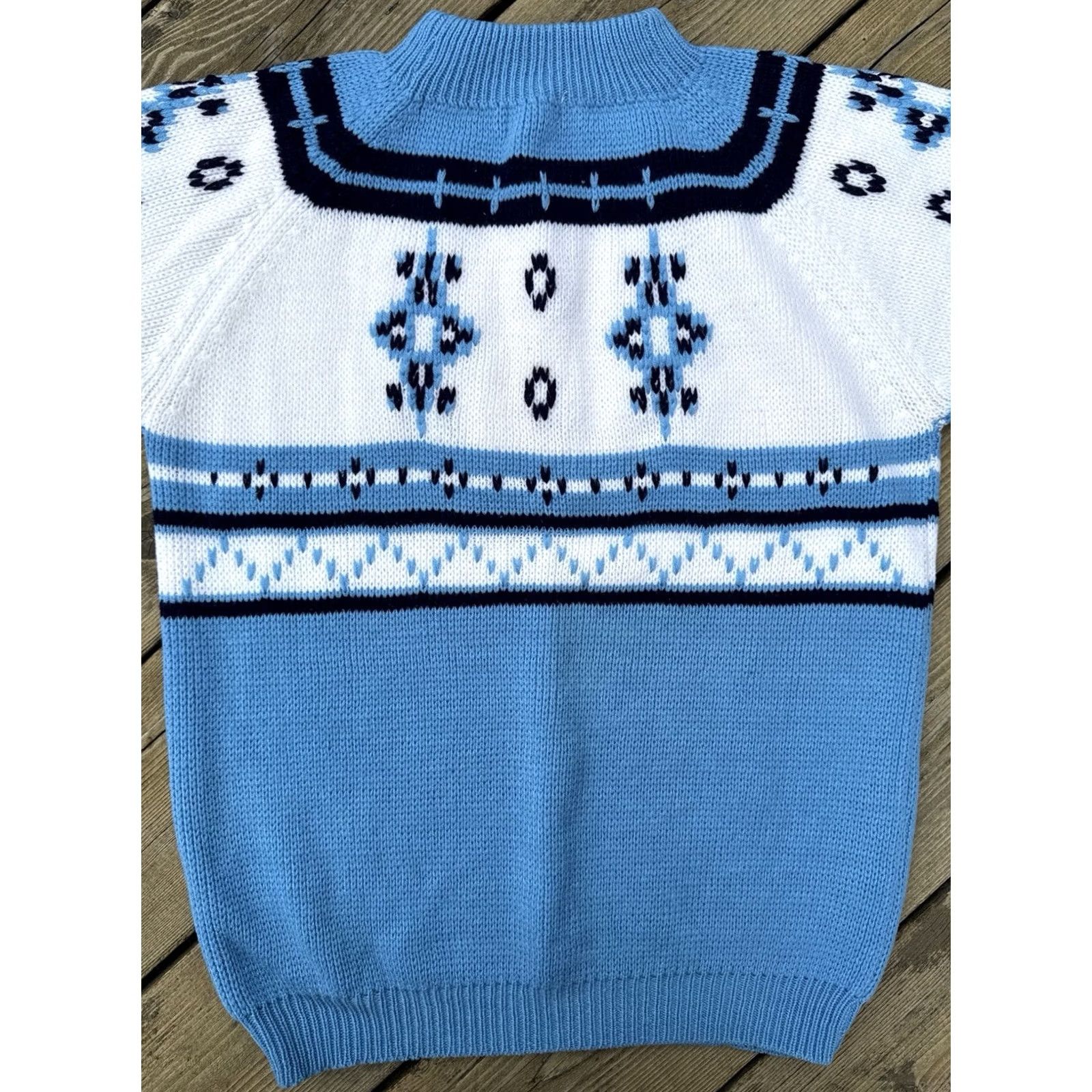 Vintage VINTAGE Nordic Sweater Blue White Ski Fair Isle Knit Womens S Size S / US 4 / IT 40 - 7 Thumbnail