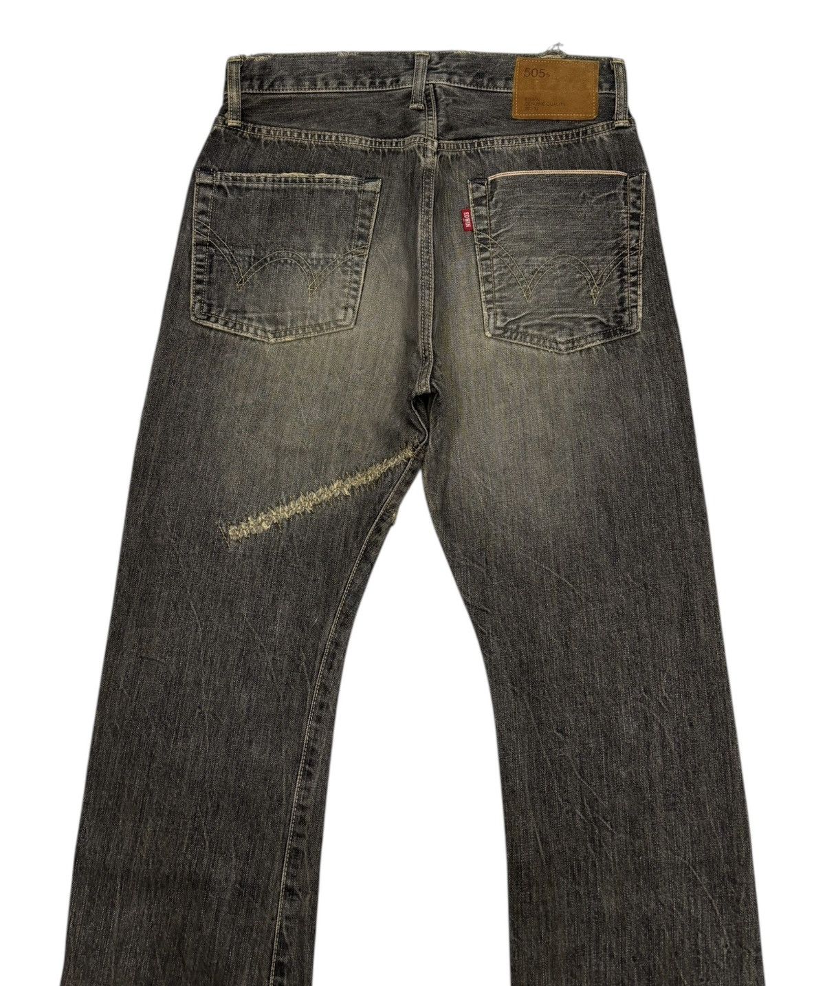 14th Addiction Flare Jeans Edwin 505s Selvedge Mud Wash Flare Denim Jeans Size US 29 - 6 Thumbnail