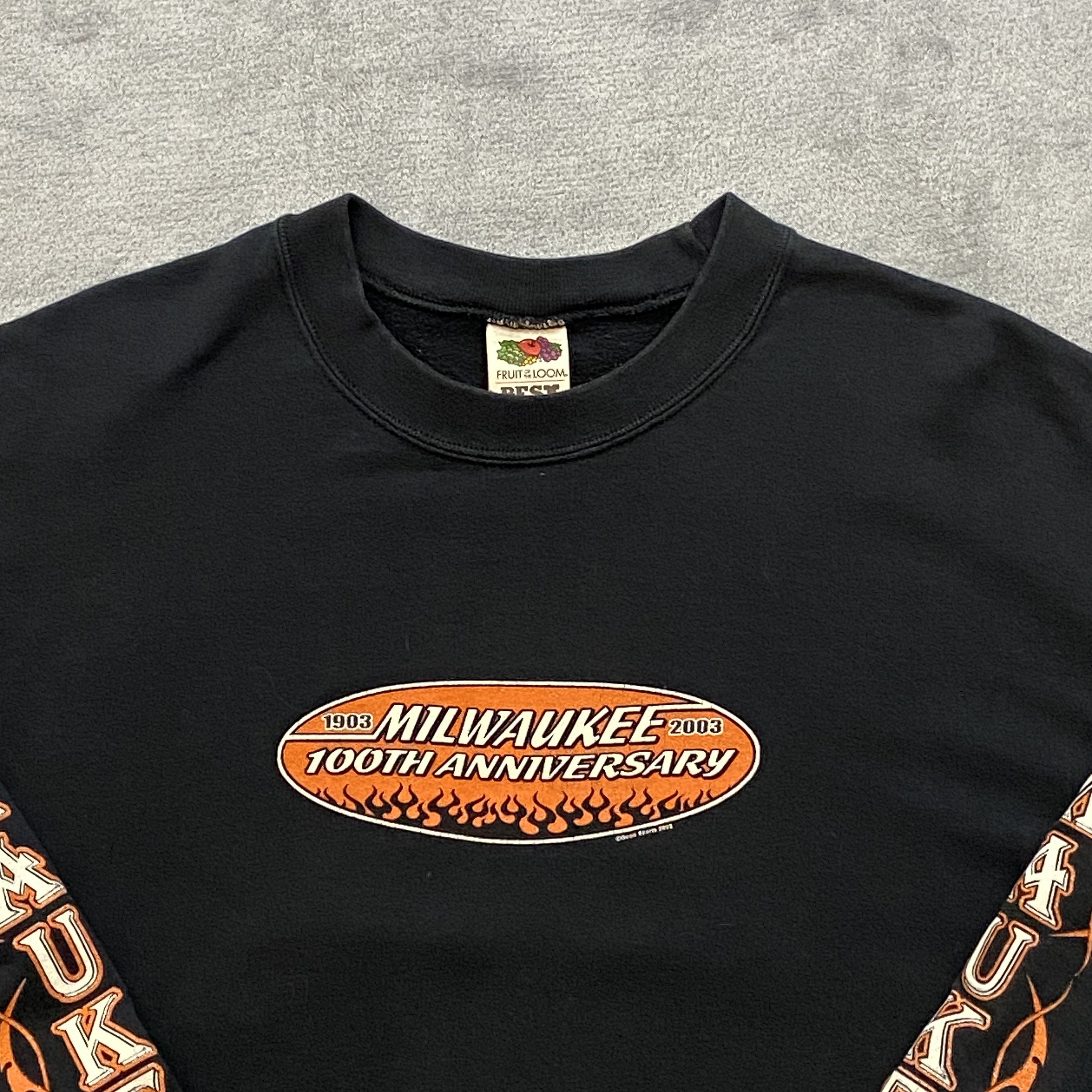 Harley Davidson × Vintage Sweatshirt Men Large MILWAUKEE 100TH ANNIVERSARY Size US L / EU 52-54 / 3 - 6 Thumbnail