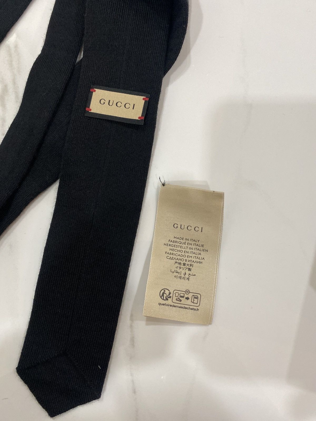 Gucci GUCCI LANA WOOL KNOT BLACK TIE GOLD GG DETAIL Size ONE SIZE - 5 Thumbnail