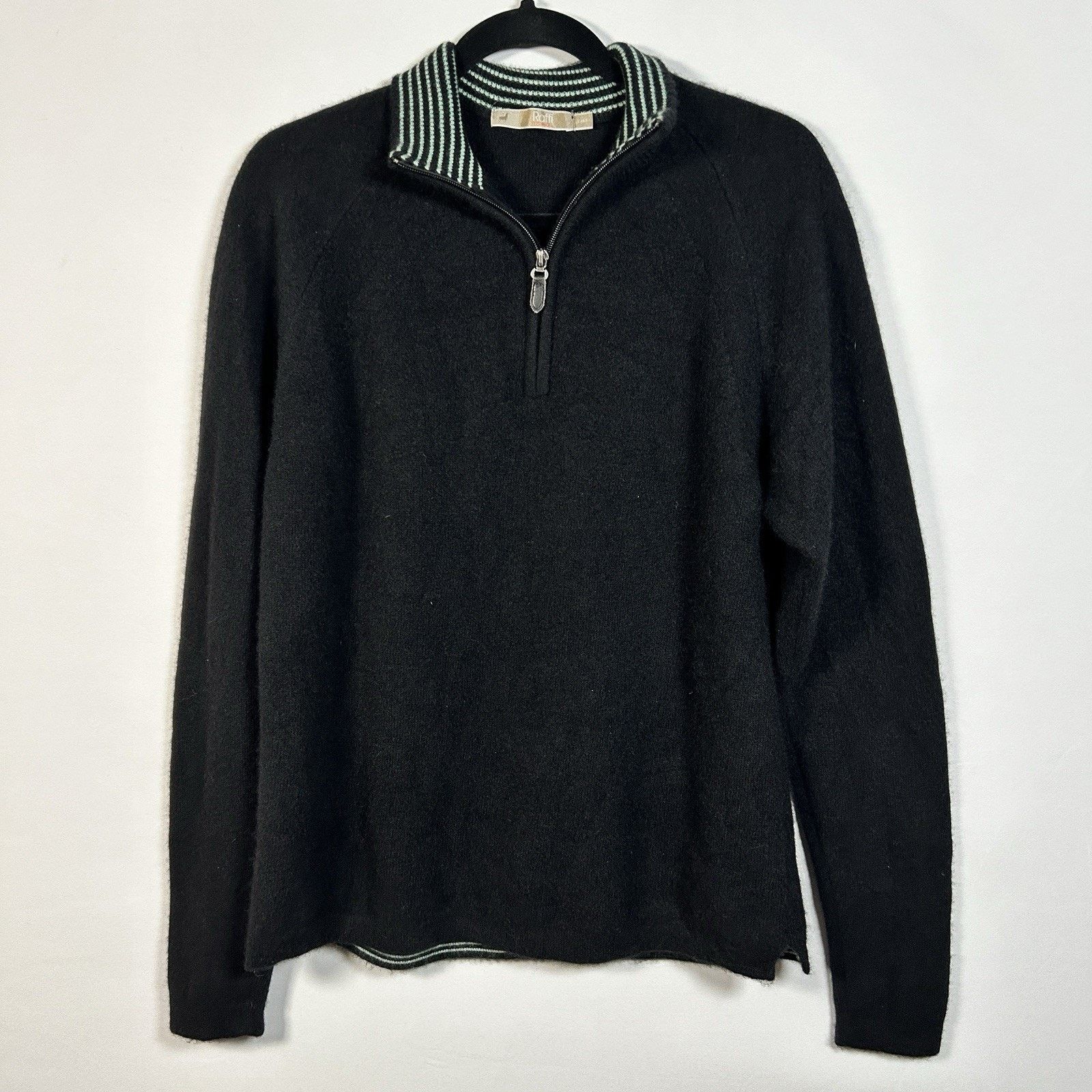 Raffi Raffi Cashmere Sweater Men’s Pullover 1/4 Zip Black Large Size US L / EU 52-54 / 3 - 1 Thumbnail