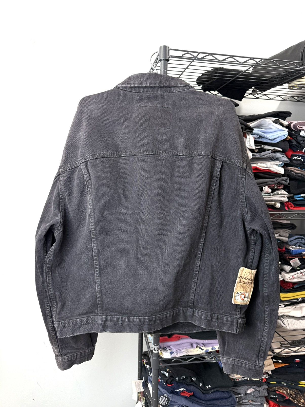 Diesel 💥Rare! Vintage Diesel Denim Jacket Archive Leather Patch Size US XXL / EU 58 / 5 - 2 Thumbnail