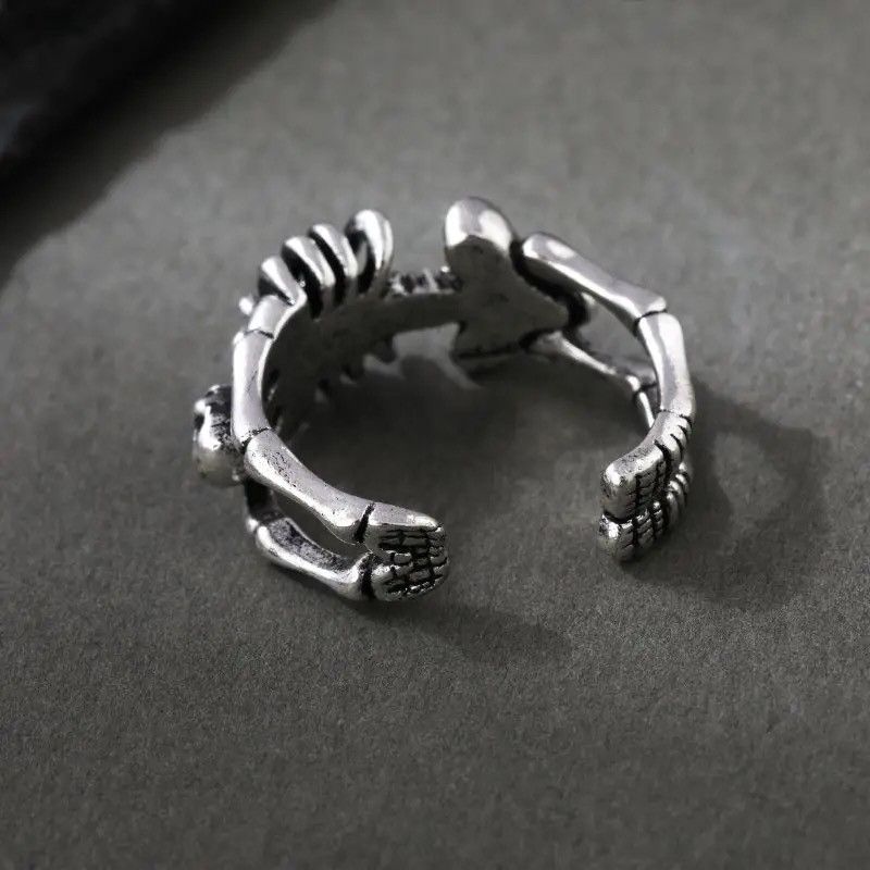 Other Adjustable Vintage Skull Bones Ring Punk Gothic Style Size ONE SIZE - 4 Thumbnail