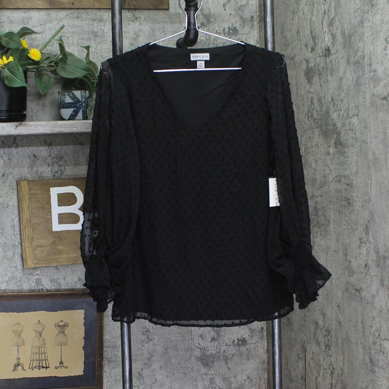 Other Nwt Sam & Jess V-neck Smocked Cuff Lined V-neck Top Black M Size M / US 6-8 / IT 42-44 - 1 Thumbnail