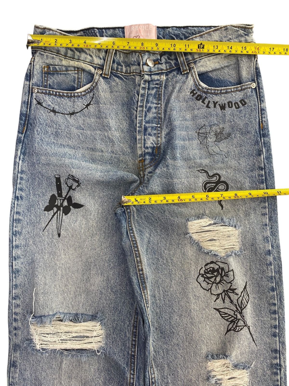 Other Revice Japanese Brand Acid Blue Wash Style Painted Jeans Size US 32 / EU 48 - 5 Thumbnail