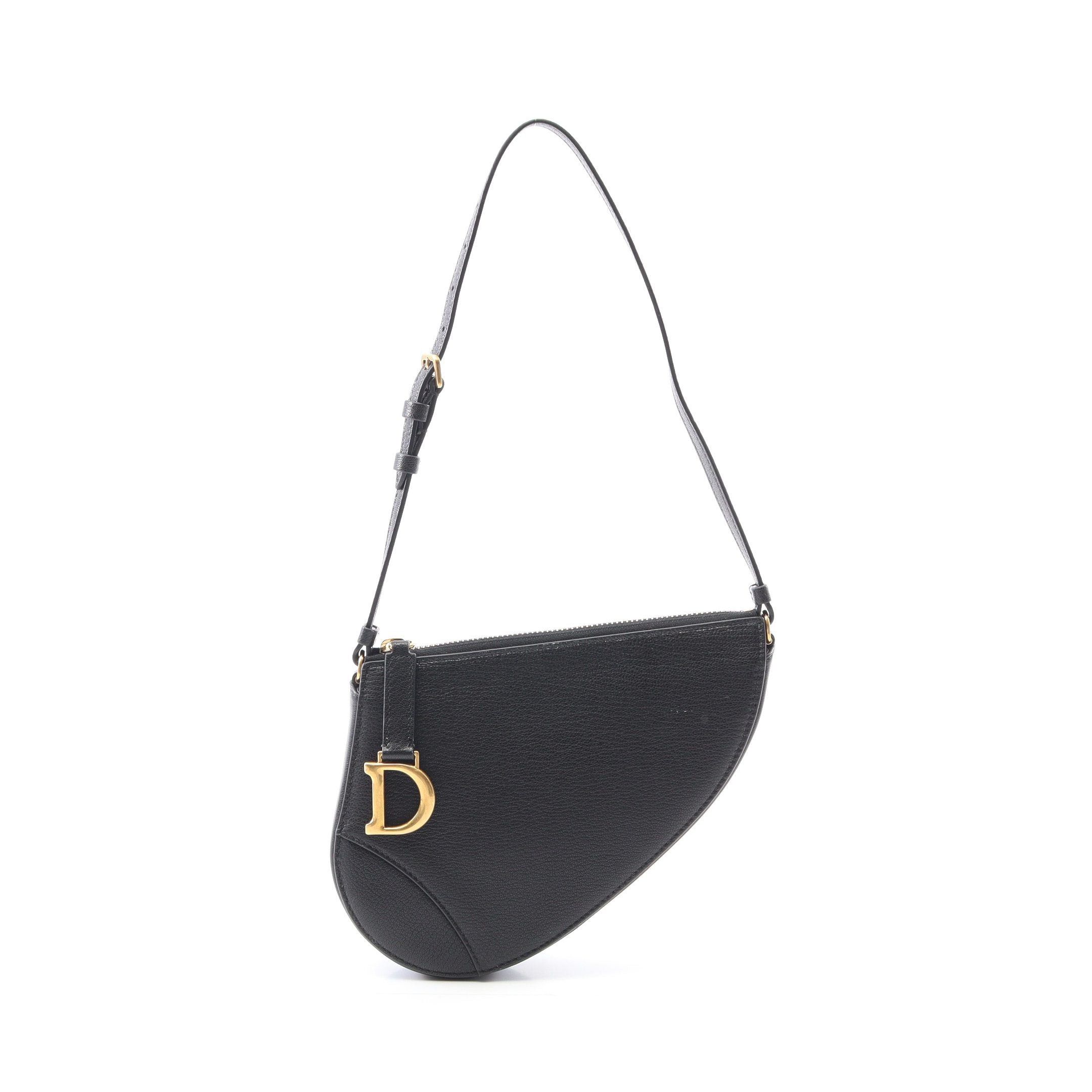Dior Saddle Pouch Shoulder Bag Goatskin Black, Women's