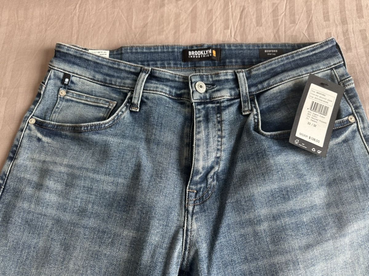 Brooklyn Industries Mens | Bedford Slim Leg Jeans | Mid Brushed Denim Size US 33 - 2 Thumbnail