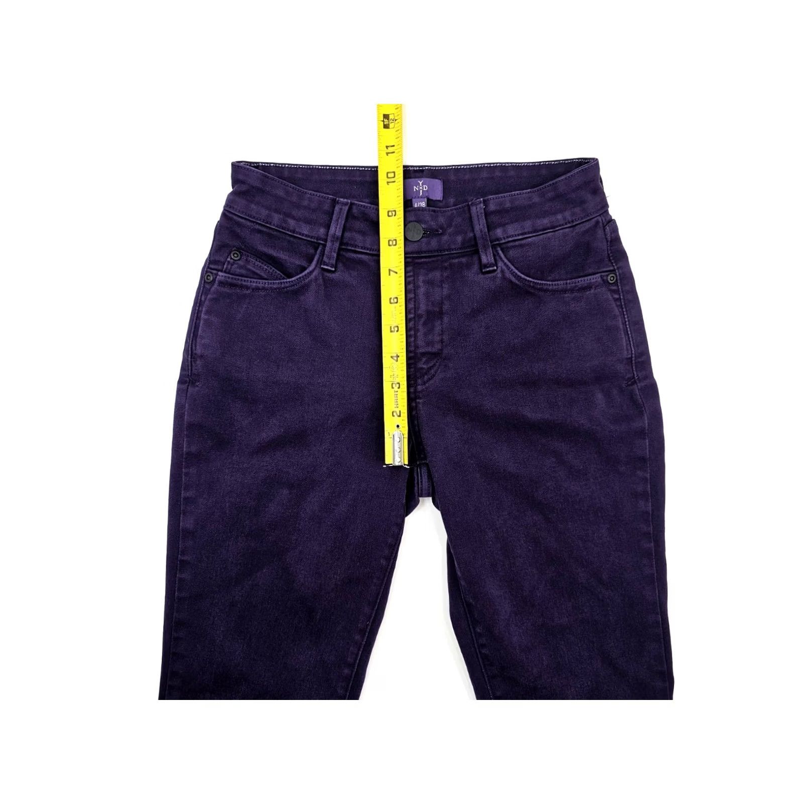 NYDJ NYDJ Marca Legging Lift Tuck Straight Leg Pant Women 4 Purple Denim Cotton Blend Spandex 30.5 Inseam 26 Waist 4/38 Size 27" / US 4 / IT 40 - 4 Thumbnail