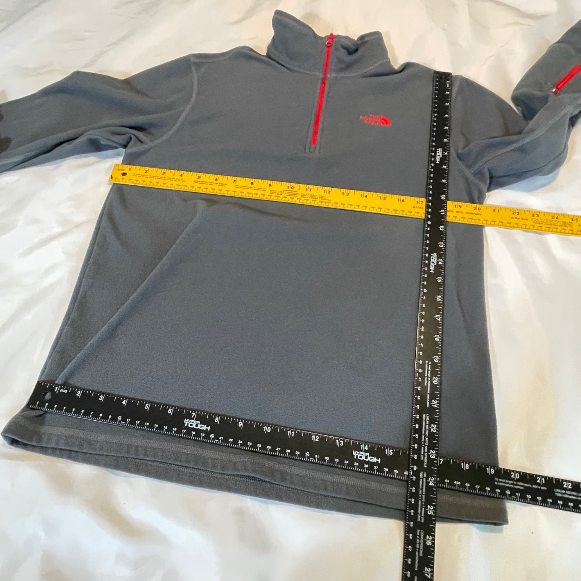 The North Face The North Face Mens Fleece Pullover M Gray With Red Accents Size US M / EU 48-50 / 2 - 8 Thumbnail