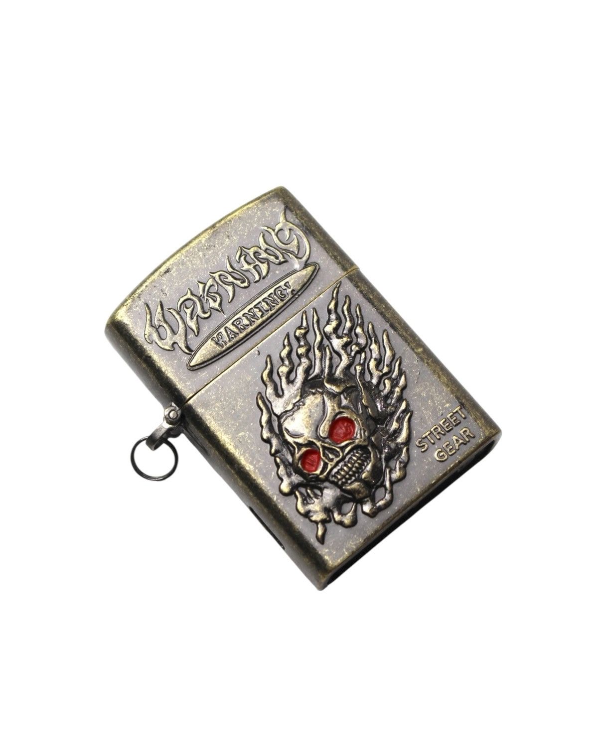 Japanese Brand 2000S JAPANESE MADE WARNING SKULL STREET GEAR BRONZE LIGHTER Size ONE SIZE - 3 Thumbnail