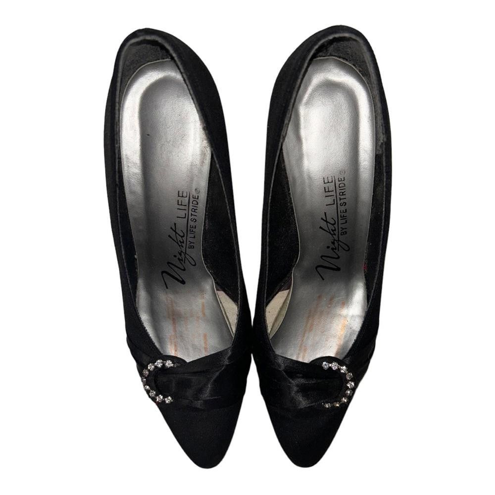 Designer Life Stride l Rhinestones Black Pointed Heels 6.5 Size US 6.5 / IT 36.5 - 1 Thumbnail