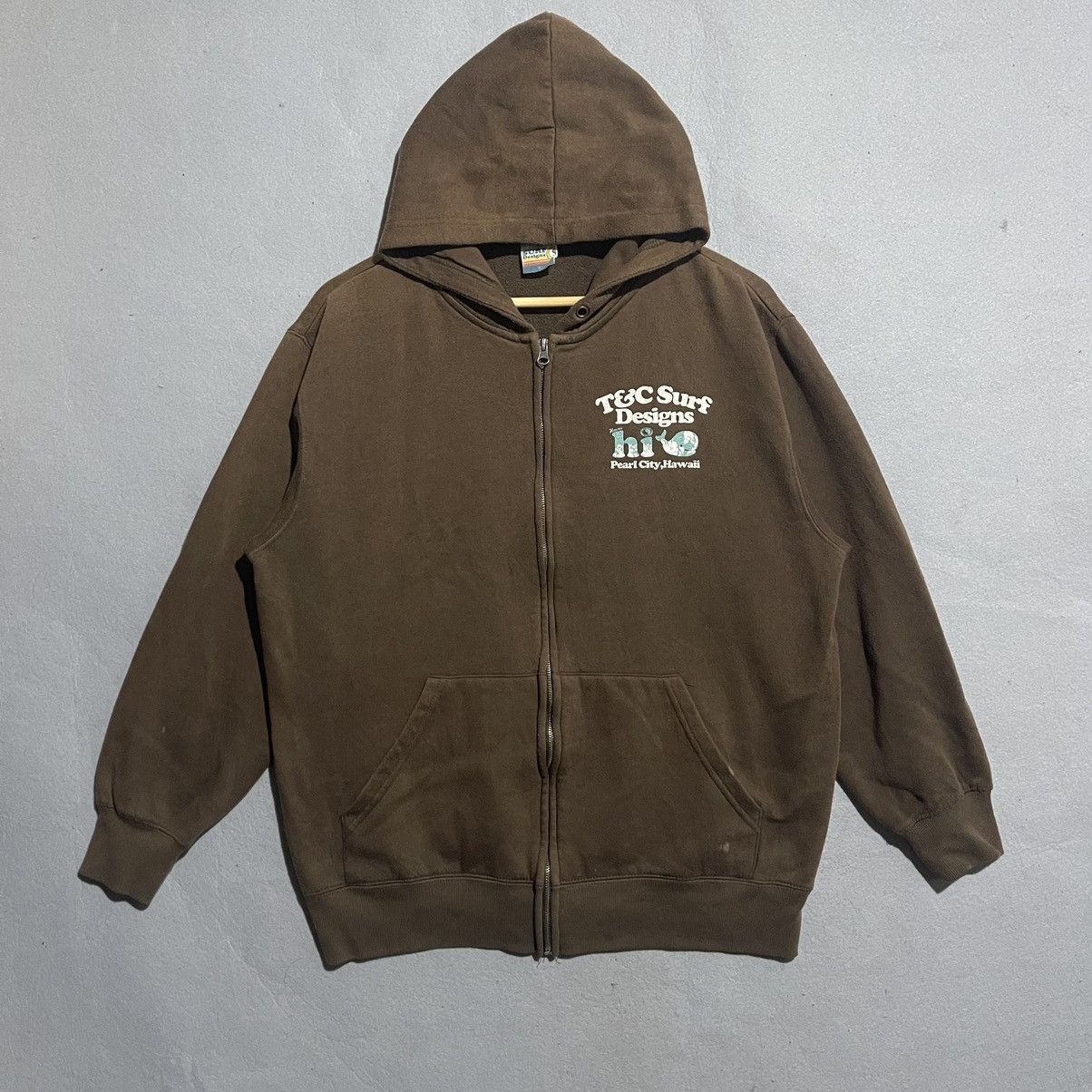 Vintage Vintage 90s T&C Surf Designs Hoodie Brown Full Zip Hoodie Size US XL / EU 56 / 4 - 3 Thumbnail