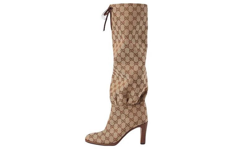 Gucci Gucci Lisa Original GG Canvas Mid-Heel Boots - Size EU 37 Size US 7 / IT 37 - 1 Thumbnail