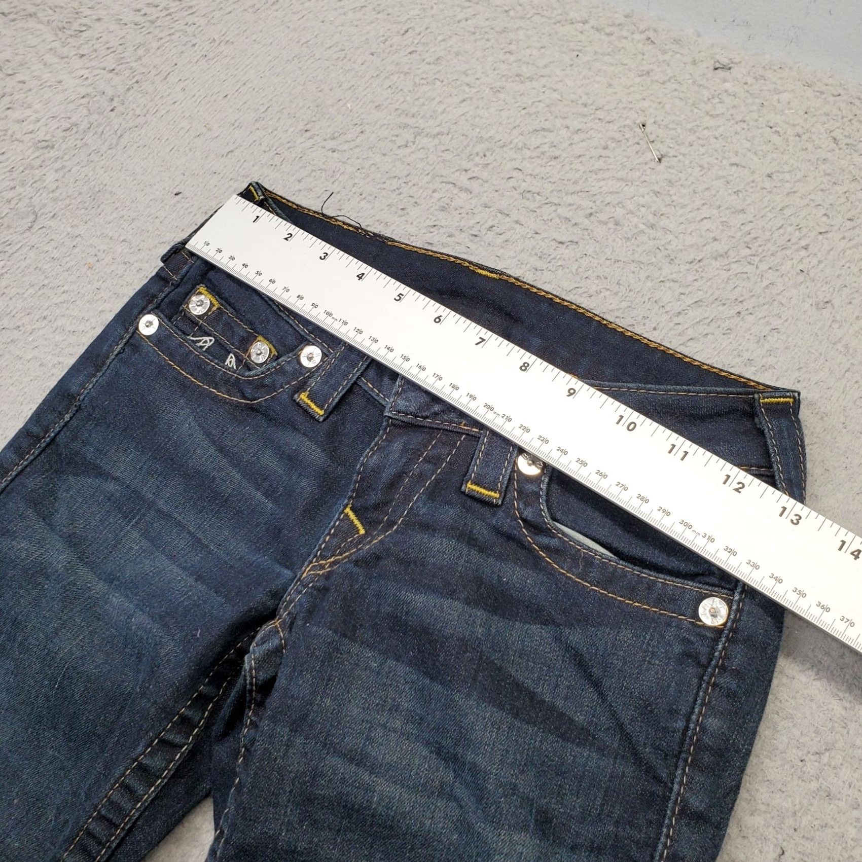 True Religion True Religion Jeans Womens Size 24 Navy Denim Stretch Straight II 5-Pocket Regular USA Made Size 42" / US 20 - 3 Thumbnail