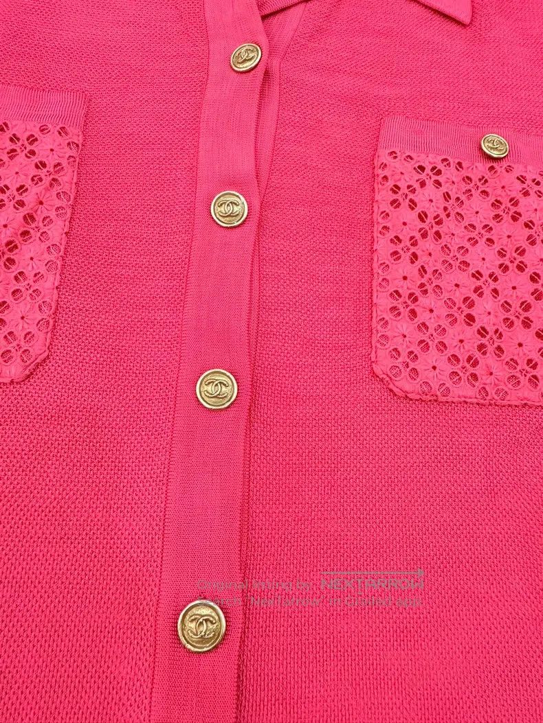 Chanel Chanel 21p rose four-pocket knitted short sleeves Size XXS / US 00 / IT 34 - 3 Thumbnail