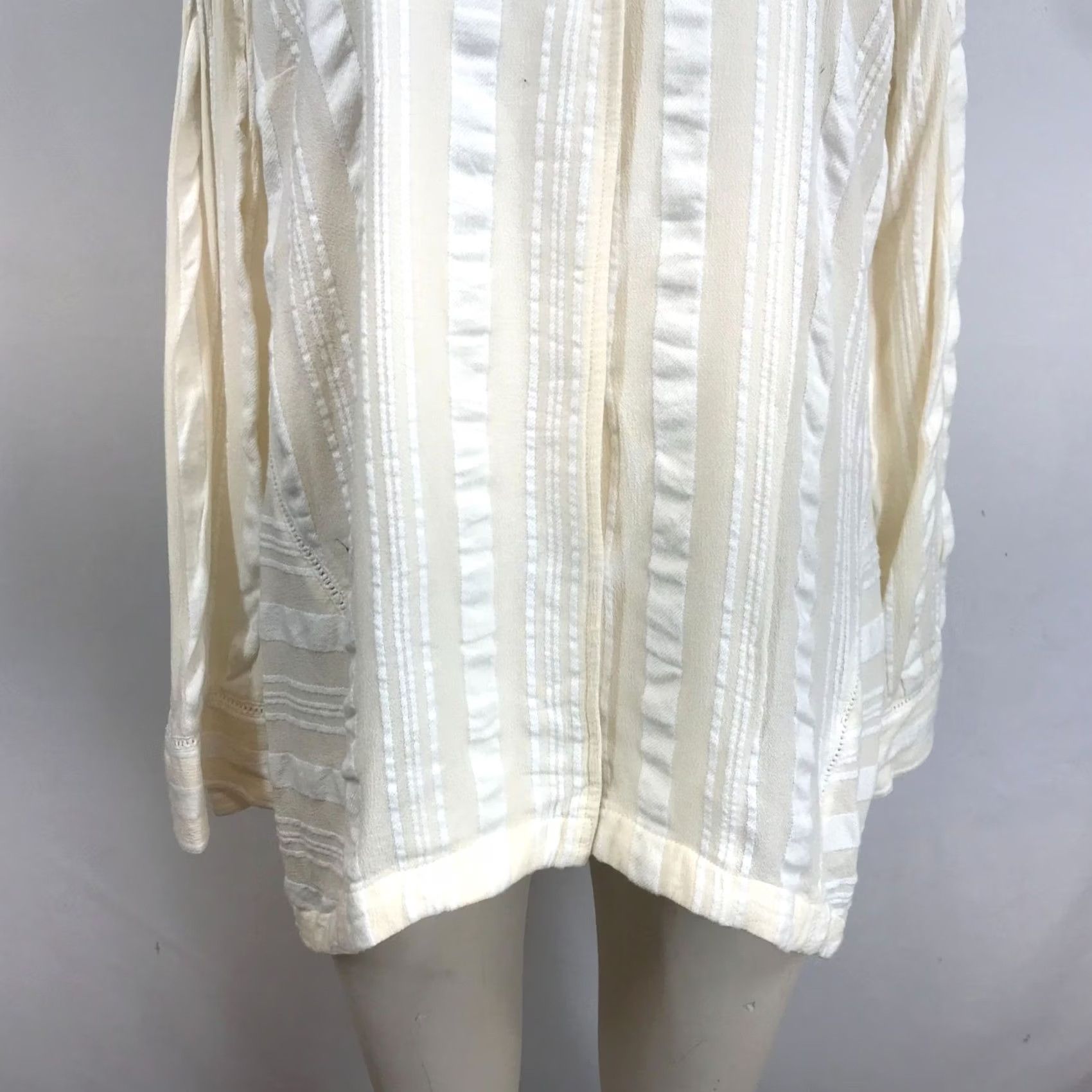 Soft Surroundings SOFT SURROUNDINGS Shirt Womens Medium Cream White Stripe Long Sleeve Cardigan Size M / US 6-8 / IT 42-44 - 3 Thumbnail