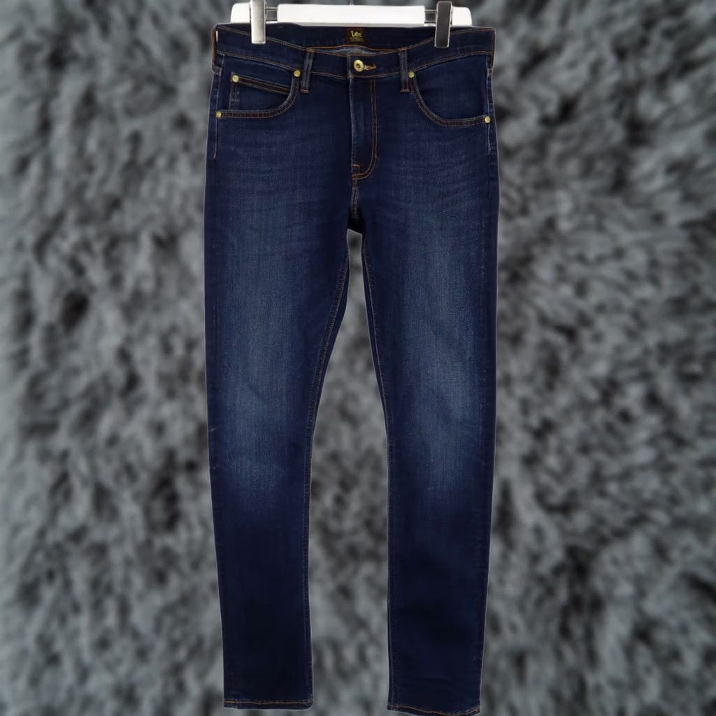 Lee LEE Luke Jeans Slim Mens W32/L34 Navy Blue Whiskers Faded Zip Fly Stretched Size US 32 / EU 48 - 1 Thumbnail