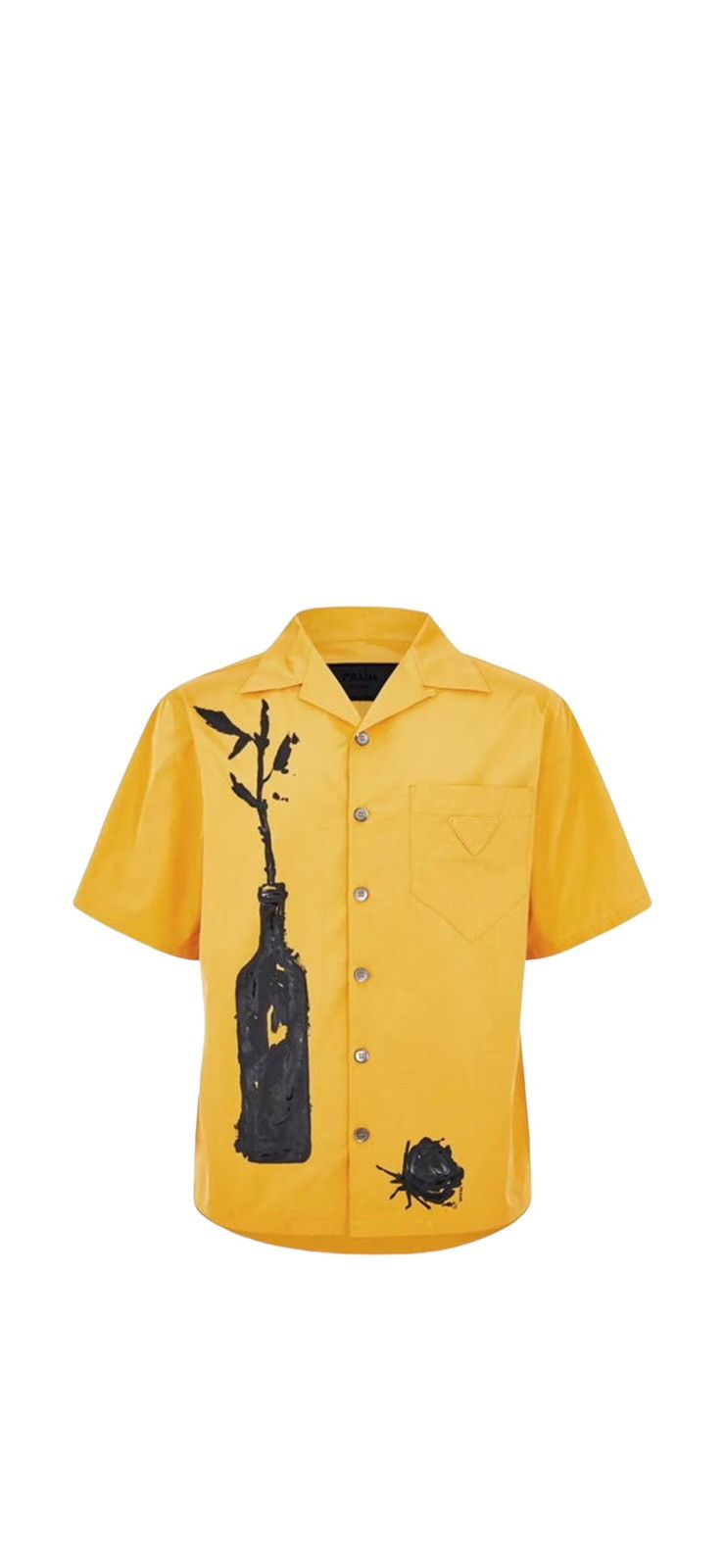 Image of Prada Printed Cotton Shirt in Yellow, Men's (Size Small)