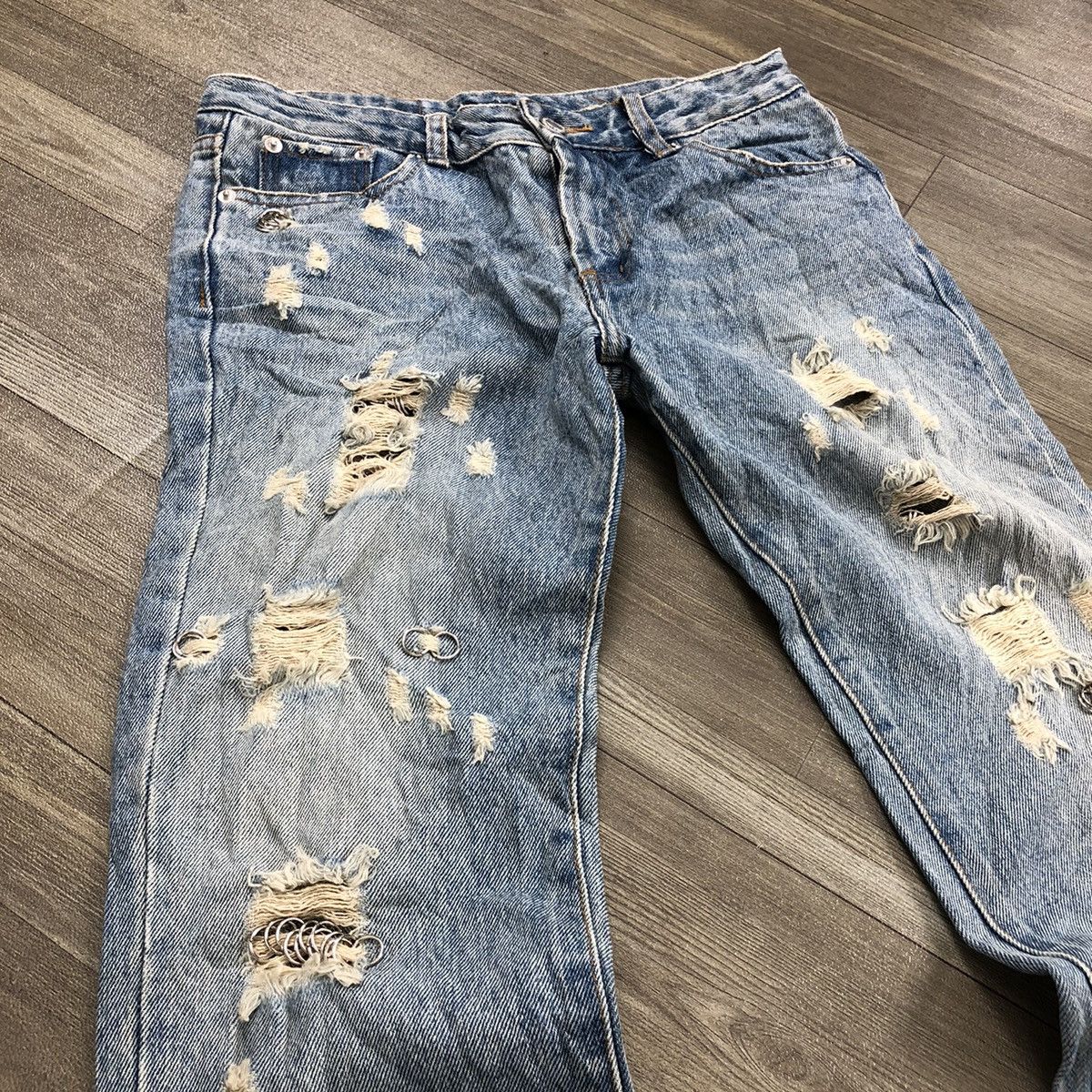 If Six Was Nine 2000s Ingni Distressed Studded Lgb Bootcut Flared Jeans Y2K Size US 28 / EU 44 - 3 Thumbnail