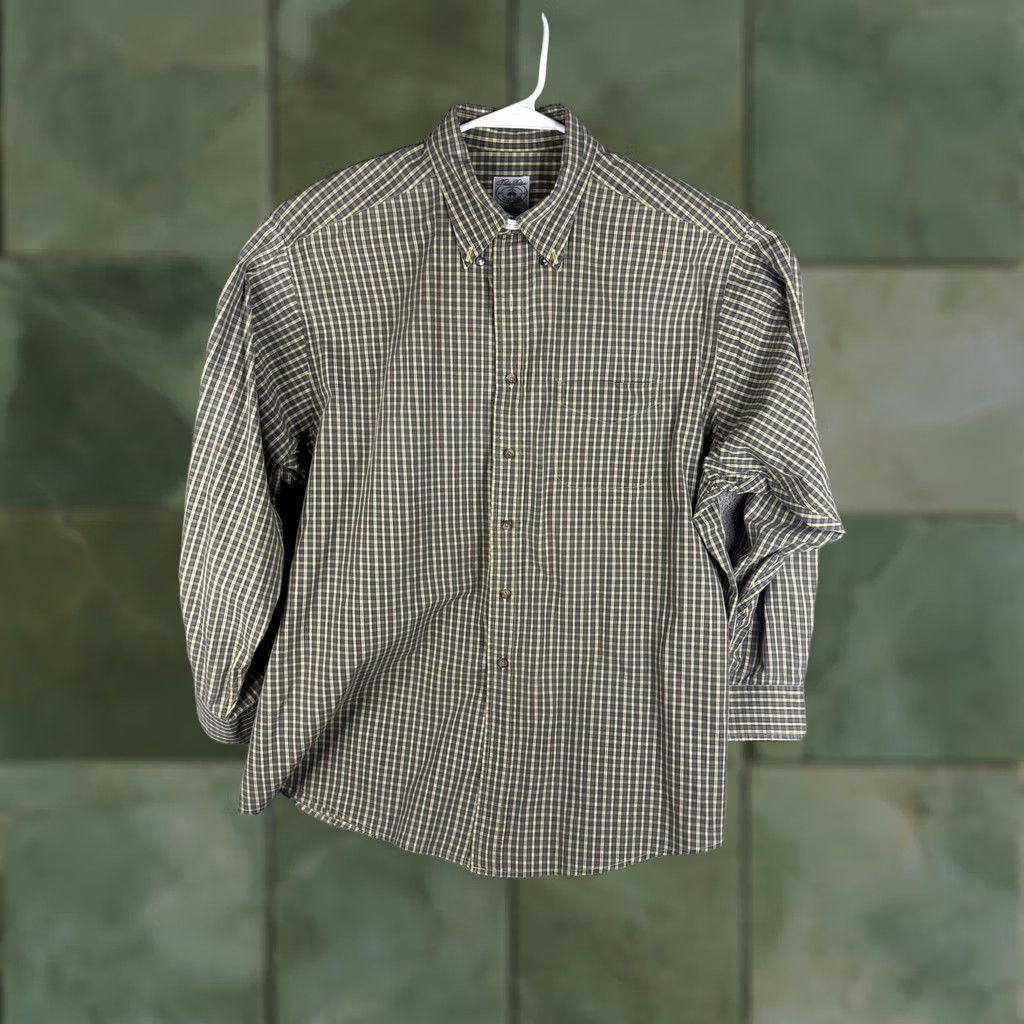 Brooks Brothers Brooks Brothers Shirt Mens XL Yellow Gray Plaid Button Down Cotton Long Sleeve Size US XL / EU 56 / 4 - 1 Thumbnail