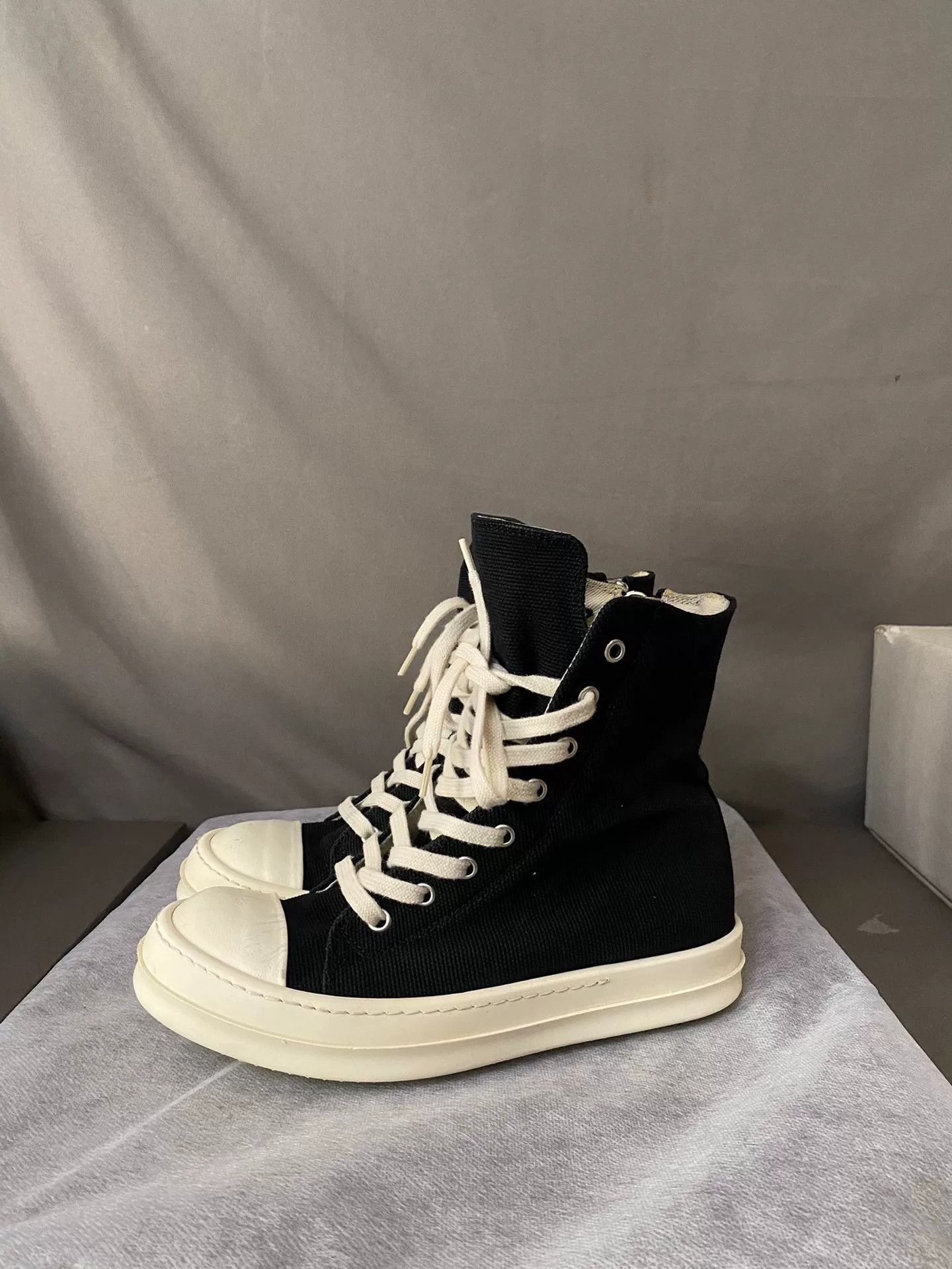 Rick Owens rick owens high-top black canvas sneakers Size US 5.5 / EU 38 - 1 Thumbnail