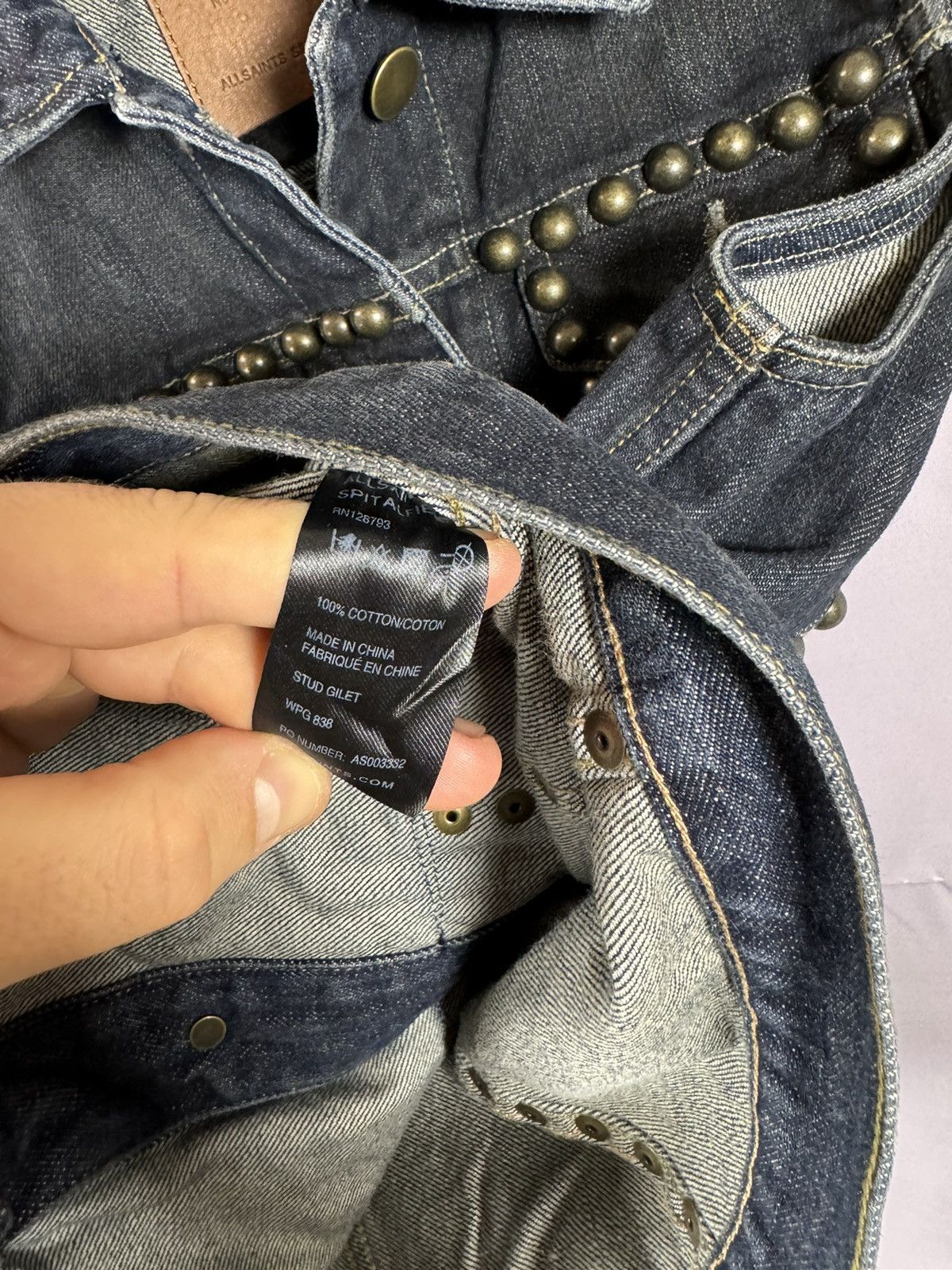 Allsaints × Vintage AllSaints Spitalfields Biker Studded Denim Vests Gilet S sz Size S / US 4 / IT 40 - 9 Thumbnail