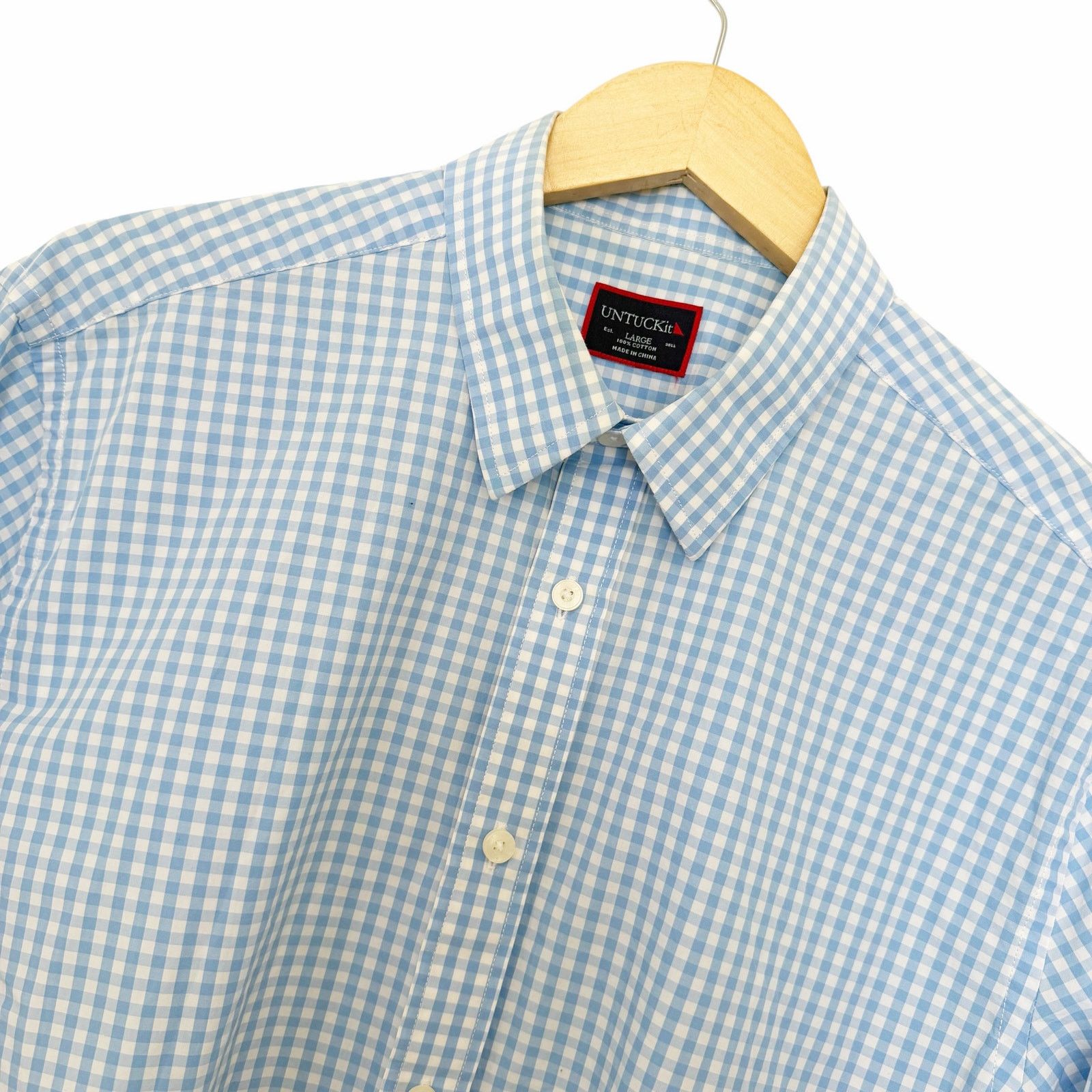 UNTUCKit Untuckit Blue Plaid Cotton Long Sleeve Button Down Sz L Size US L / EU 52-54 / 3 - 1 Thumbnail
