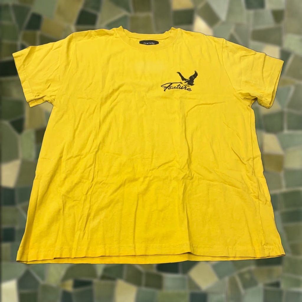 Vintage VINTAGE Feature T-Shirt Mens XXL Short Sleeve Yellow Eagle USA Stussy Logo Designer Hip Hop 90s Mens T-Shirt Size US 39 - 1 Thumbnail