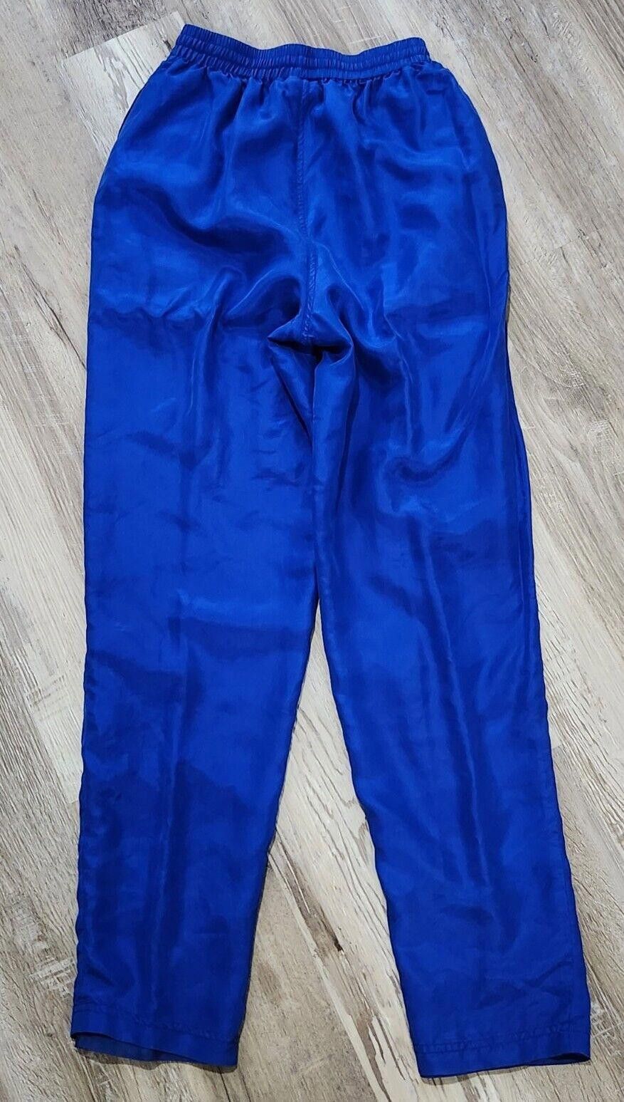 Designer Regina Porter Pants XS Blue Silk Tapered Drawstring Waist Size 26" / US 2 / IT 38 - 2 Thumbnail