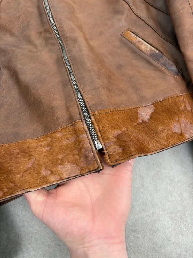Vintage Artisanal Pony Hair Brown Leather Jacket Size US XS / EU 42 / 0 - 10 Thumbnail