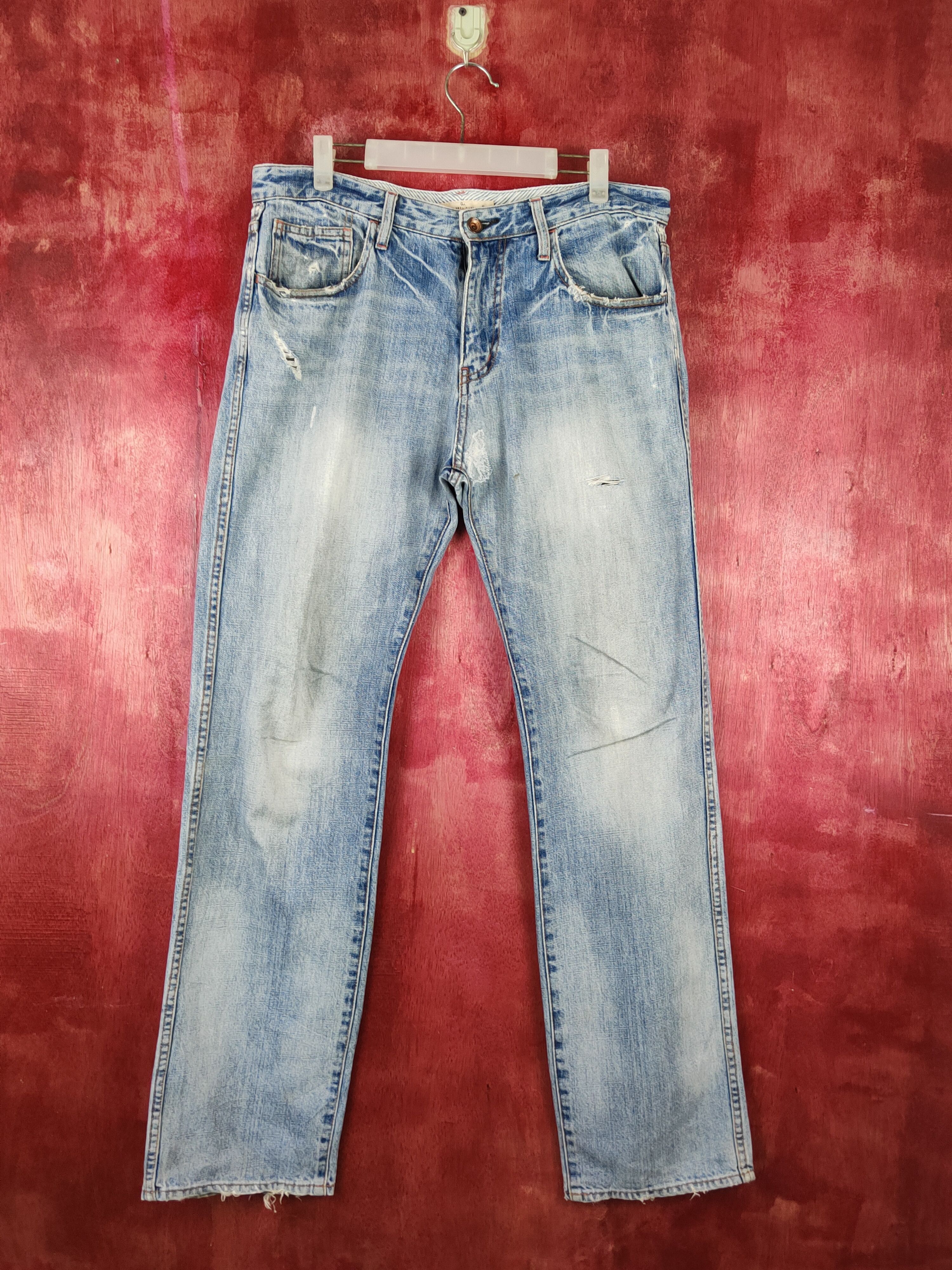 Global Work Global Work Blue Distressed Multipocket Denim #S1611 Size US 34 / EU 50 - 1 Thumbnail