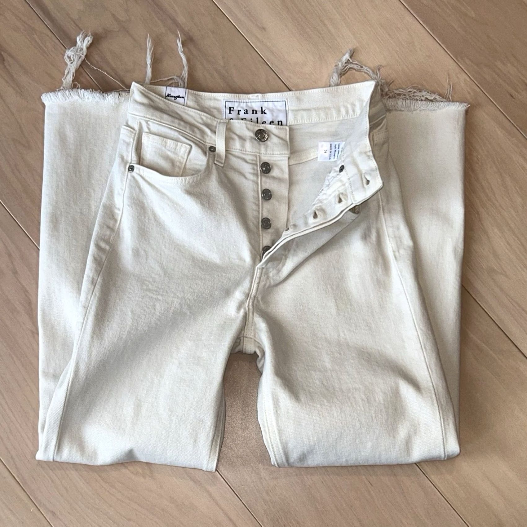 Frank & Eileen Frank & Eileen Monaghan Denim Jeans 24 Cream Cotton Blend USA Made Women’s 5-Pocket Cropped Rise 10.5in Inseam 25in Vintage No Dinom Size 42" / US 20 - 5 Thumbnail