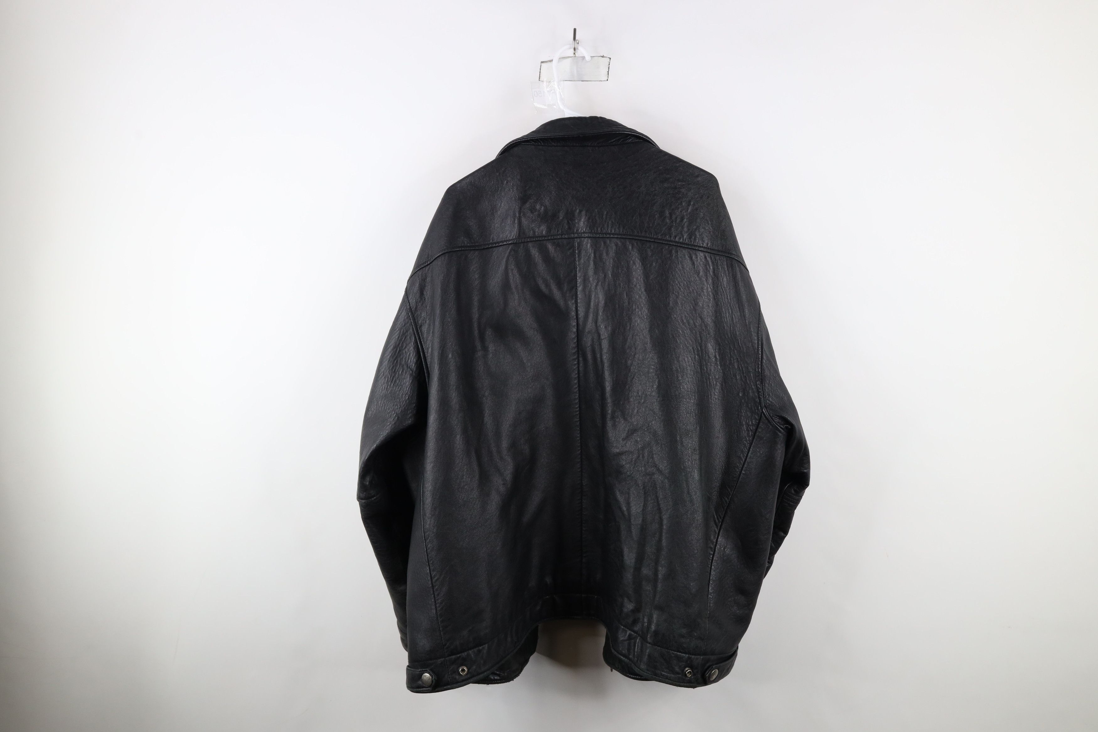 Vintage Vintage 90s Streetwear Quilted Leather Jacket Black AS IS Size US XXL / EU 58 / 5 - 12 Thumbnail