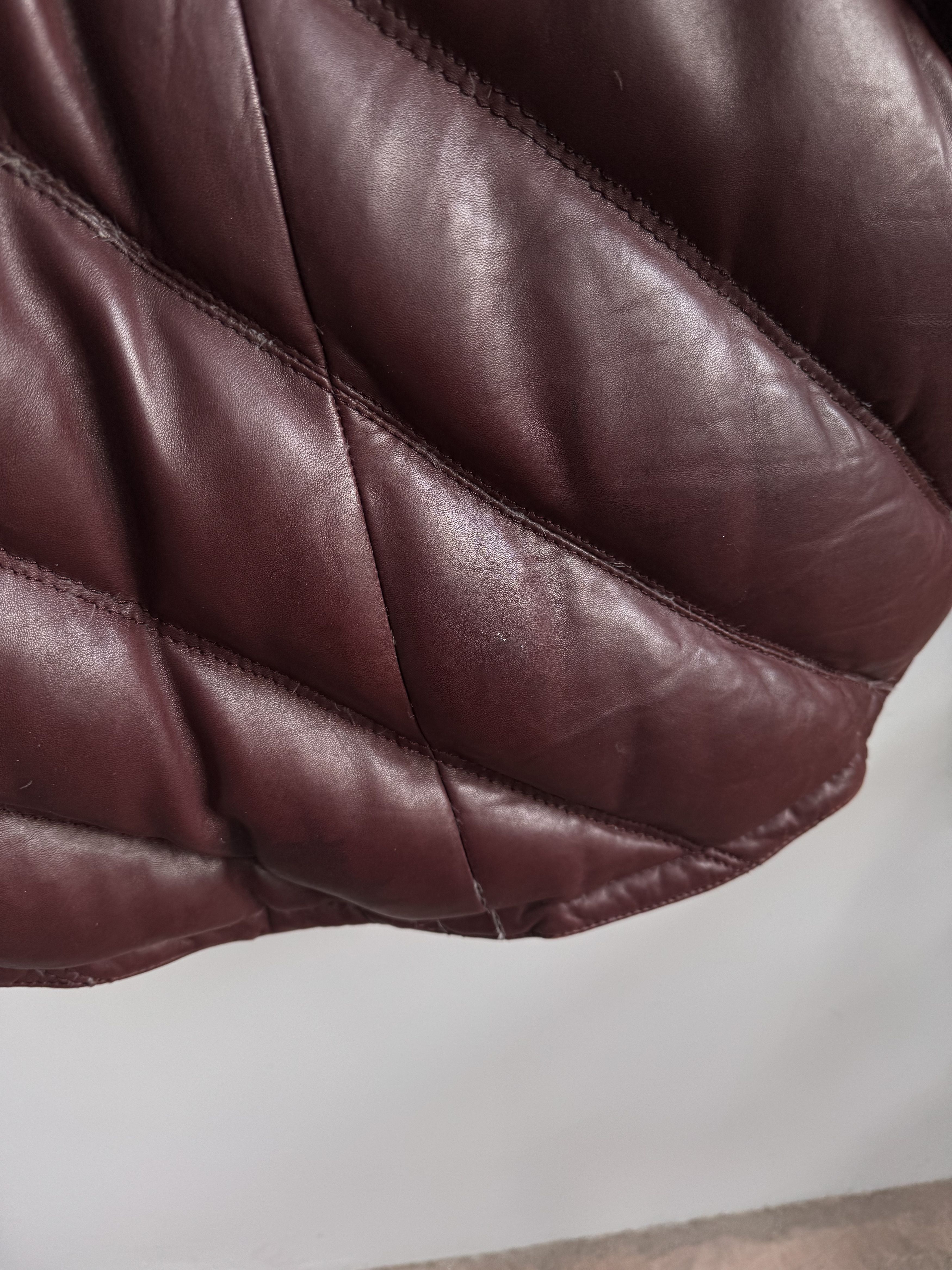 Schott Schott Leather Down Puffer Burgundy Jacket Size XXL Size US XXL / EU 58 / 5 - 9 Thumbnail