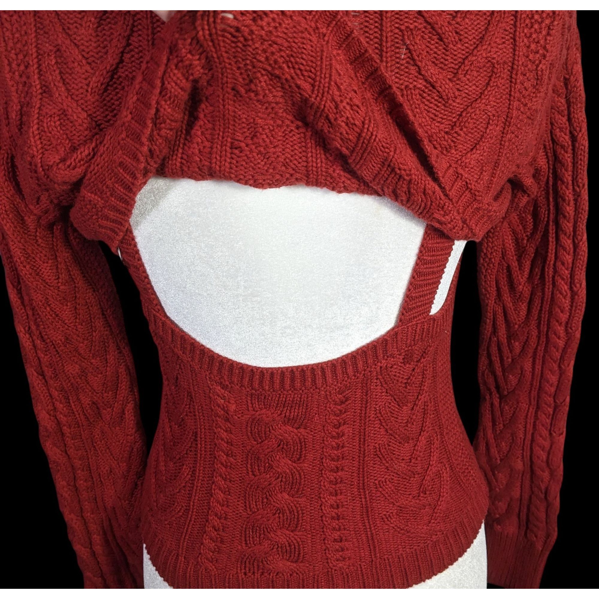 Abercrombie & Fitch Vintage Abercrombie & Fitch Limited Edition Red Cable Knit S Size M / US 6-8 / IT 42-44 - 3 Thumbnail