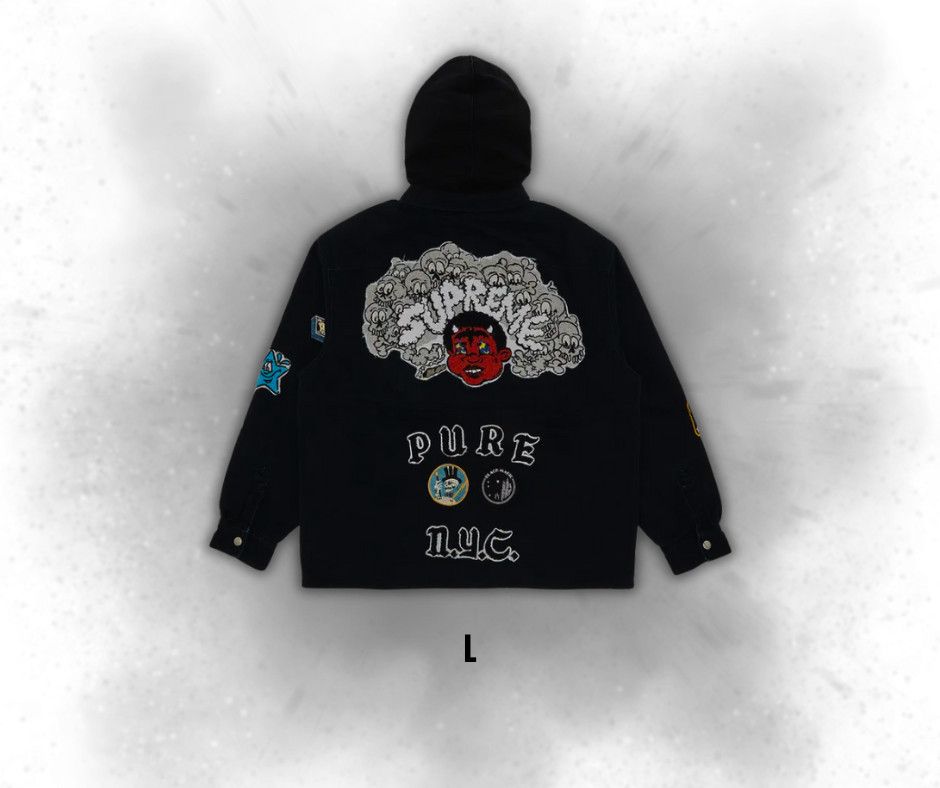 Supreme Supreme Patches Hooded Zip Up Shirt 'Black' 06-20-2025 Size US L / EU 52-54 / 3 - 1 Thumbnail