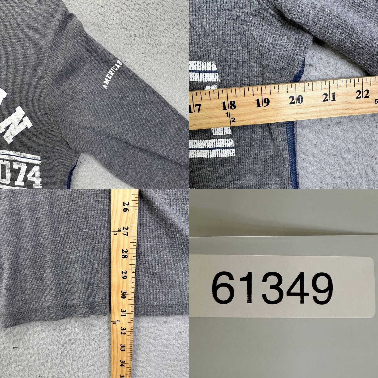 Vintage VINTAGE American Fighter Shirt Mens XL Grey Graphic Thermal Waffle Knit Long Sleeve Tee Size US XL / EU 56 / 4 - 8 Thumbnail