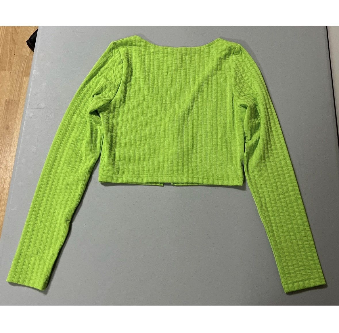 H&M Lime Green Neon Long Sleeve Cardigan Shawl Top Shirt Size S💚 Size S / US 4 / IT 40 - 2 Thumbnail