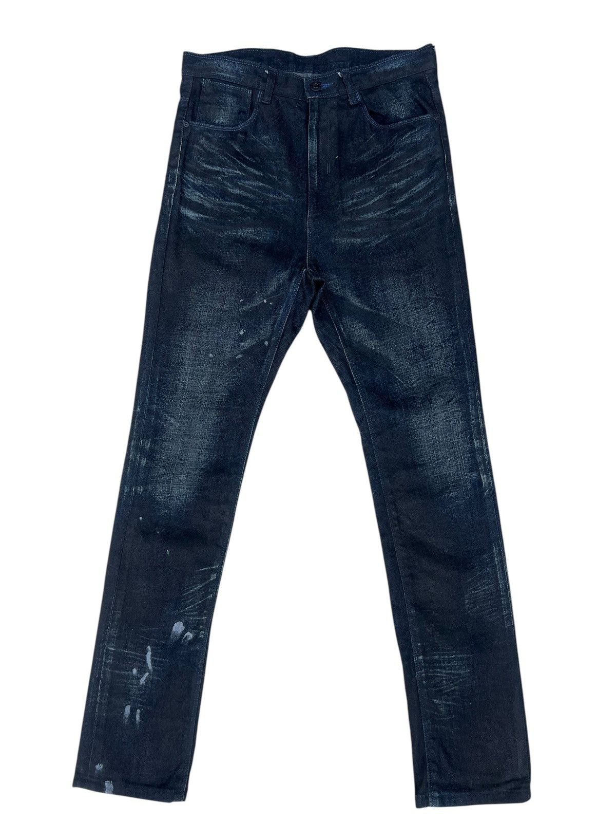 Black Barrett Vintage Neil Barret Black Barret Coated Waxed Slim Jeans Size US 31 - 1 Thumbnail