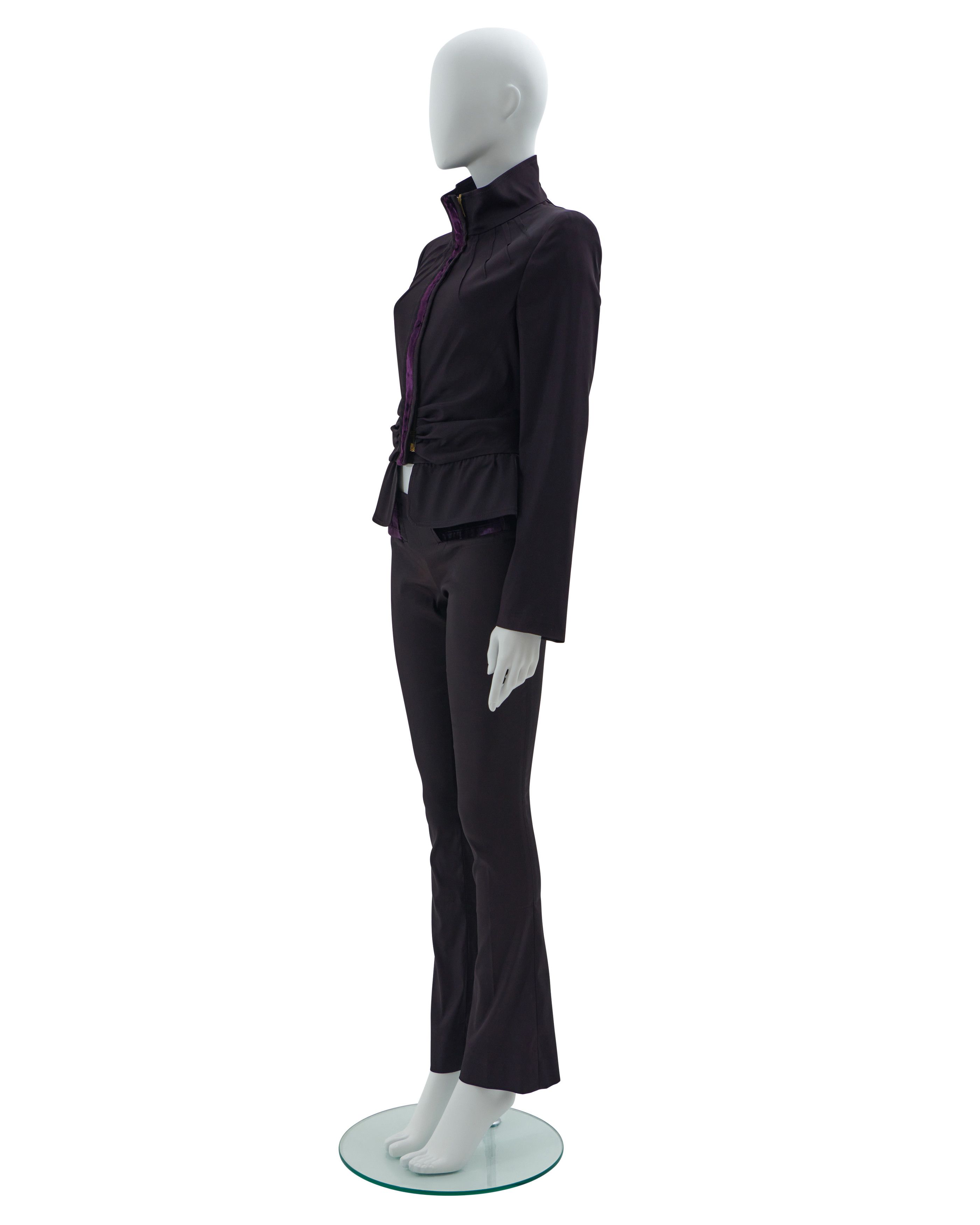 Gucci by Tom Ford F/W 2004 aubergine silk taffeta three pieces set Size S / US 4 / IT 40 - 8 Thumbnail