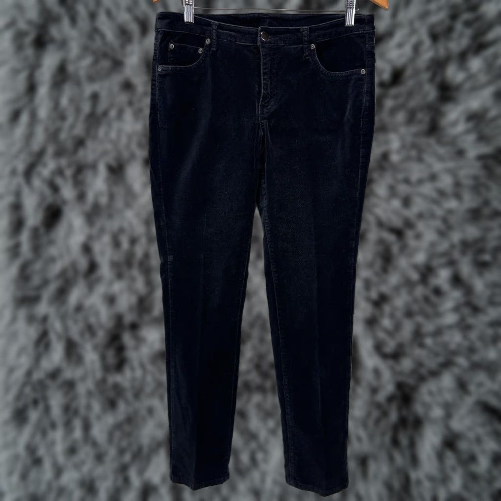 Vintage VINTAGE Sundance Velvet Straight Leg Pants Women's 12 Navy Blue Stretch Size 34" / US 12 / IT 48 - 1 Thumbnail